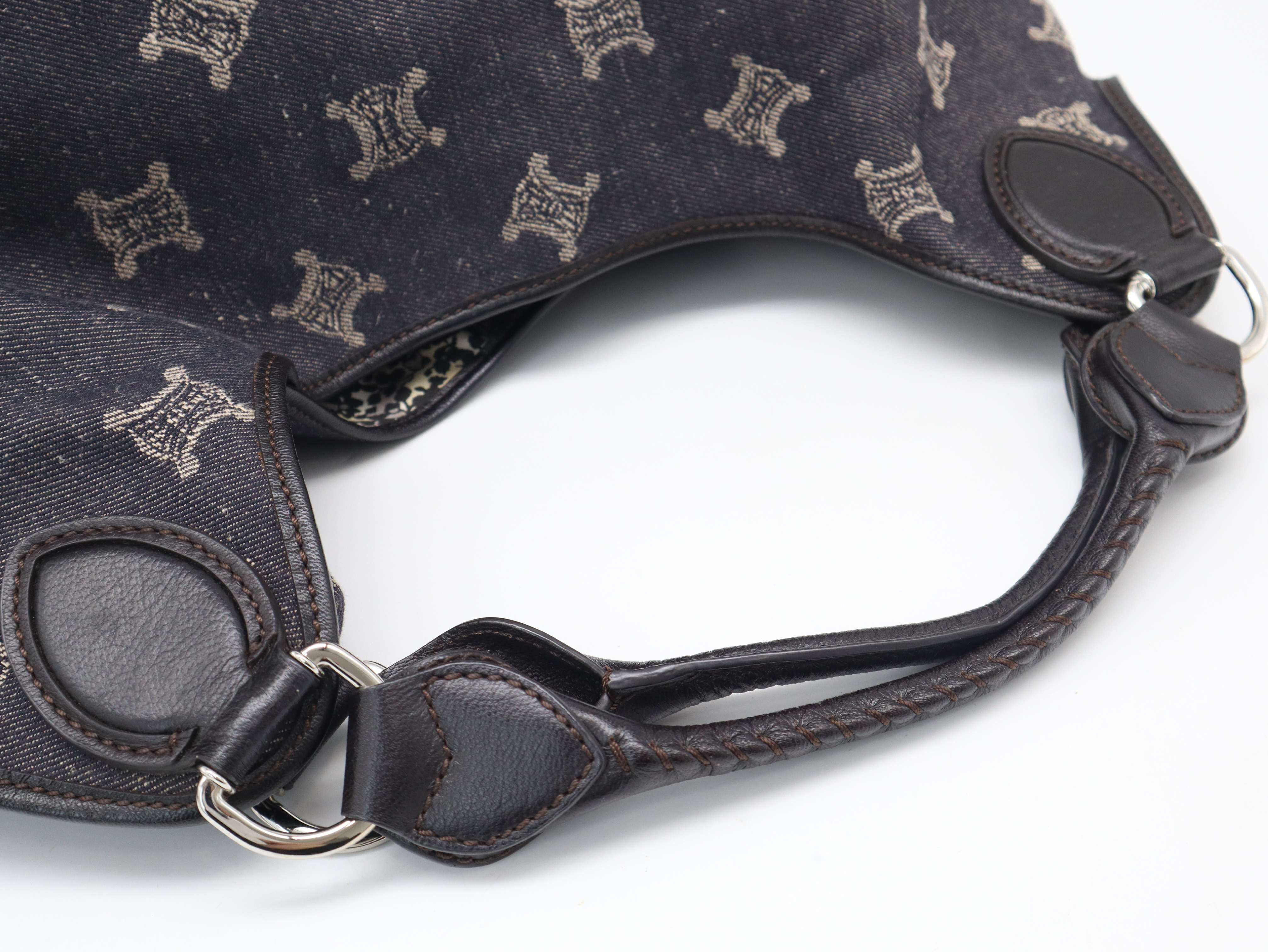 Triomphe Bitter Sweet Paris Maputum Bag Denim x Leather Navy Shoulder Bag — view 6