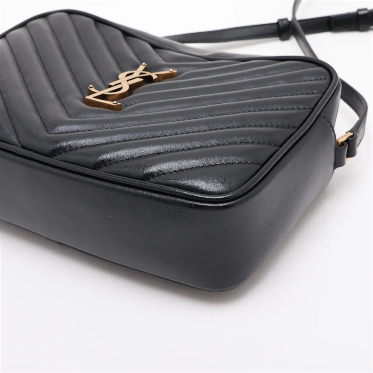 Lou Camera Leather Shoulder Bag, Black, 574494 — view 3