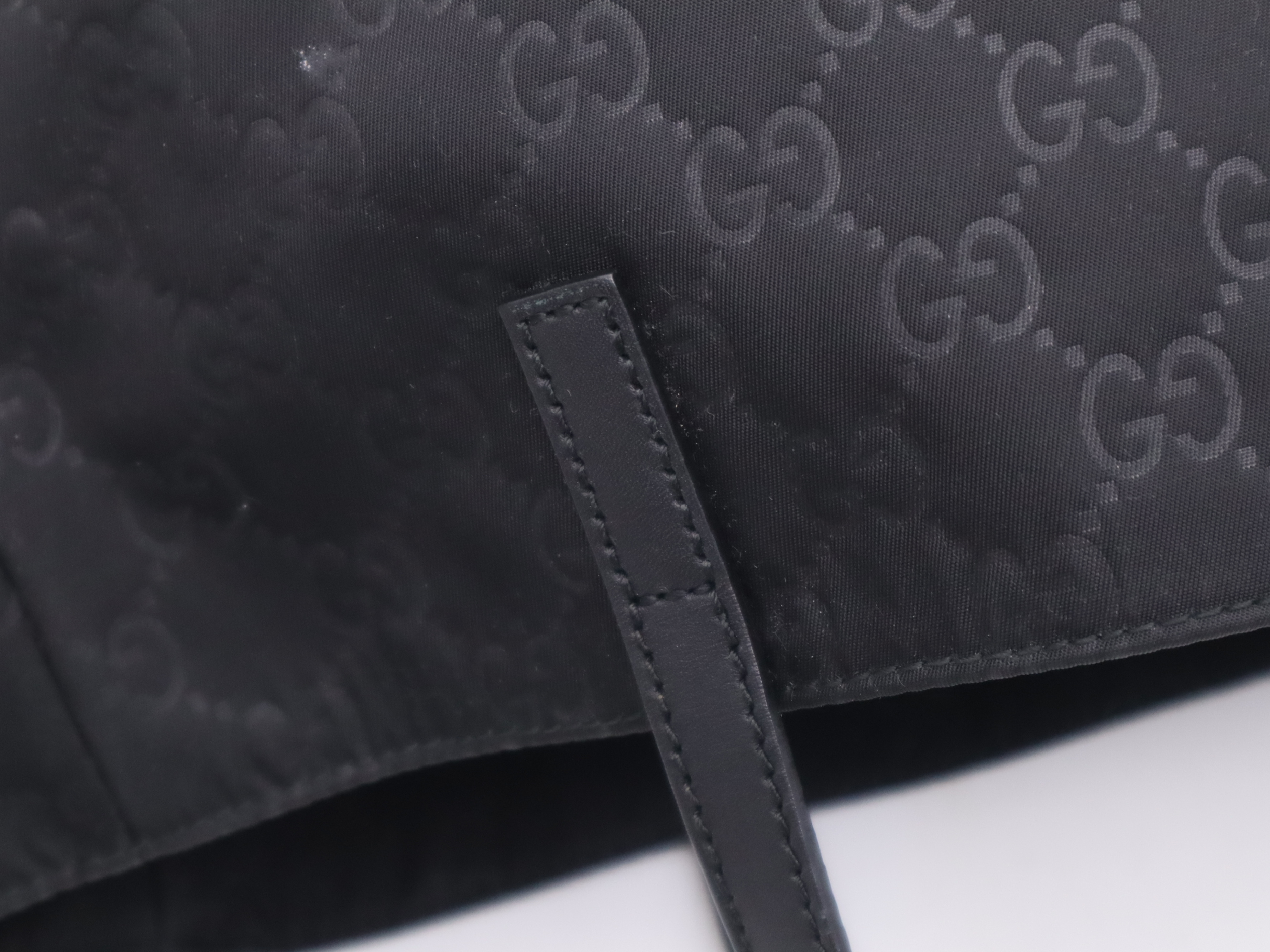 282439 Nylon Tote Bag, Black with Gold Hardware — view 8