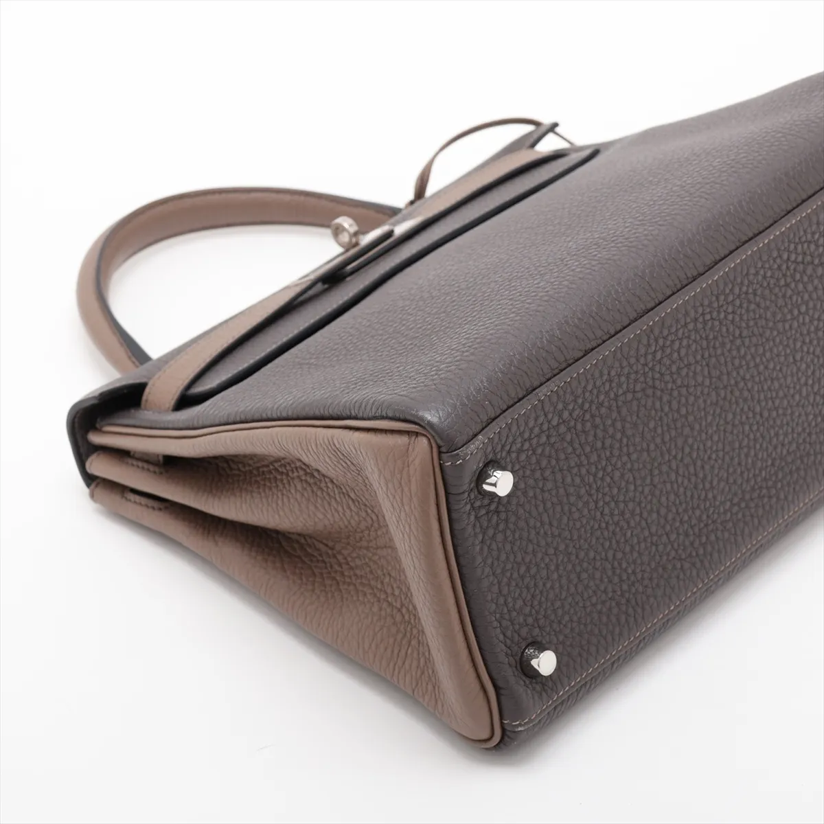 [Individually packaged] Hermes Kelly 28 Letournée Togo Etoupe x Etoupe Matte Silver Hardware Q: 2013 Personal Order — view 4