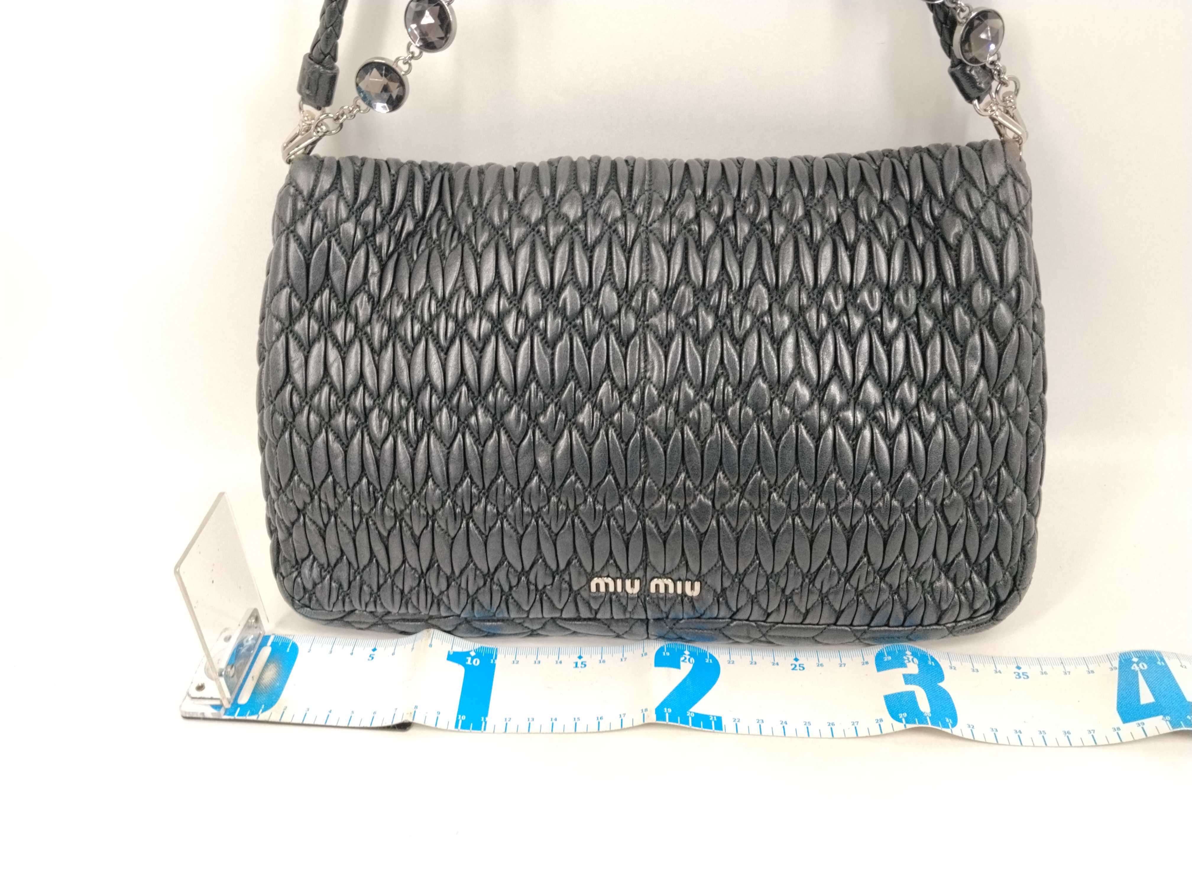 Leather Nappa Crystal Logo Chain Shoulder Bag RP0169 Black Shoulder Bag — view 2
