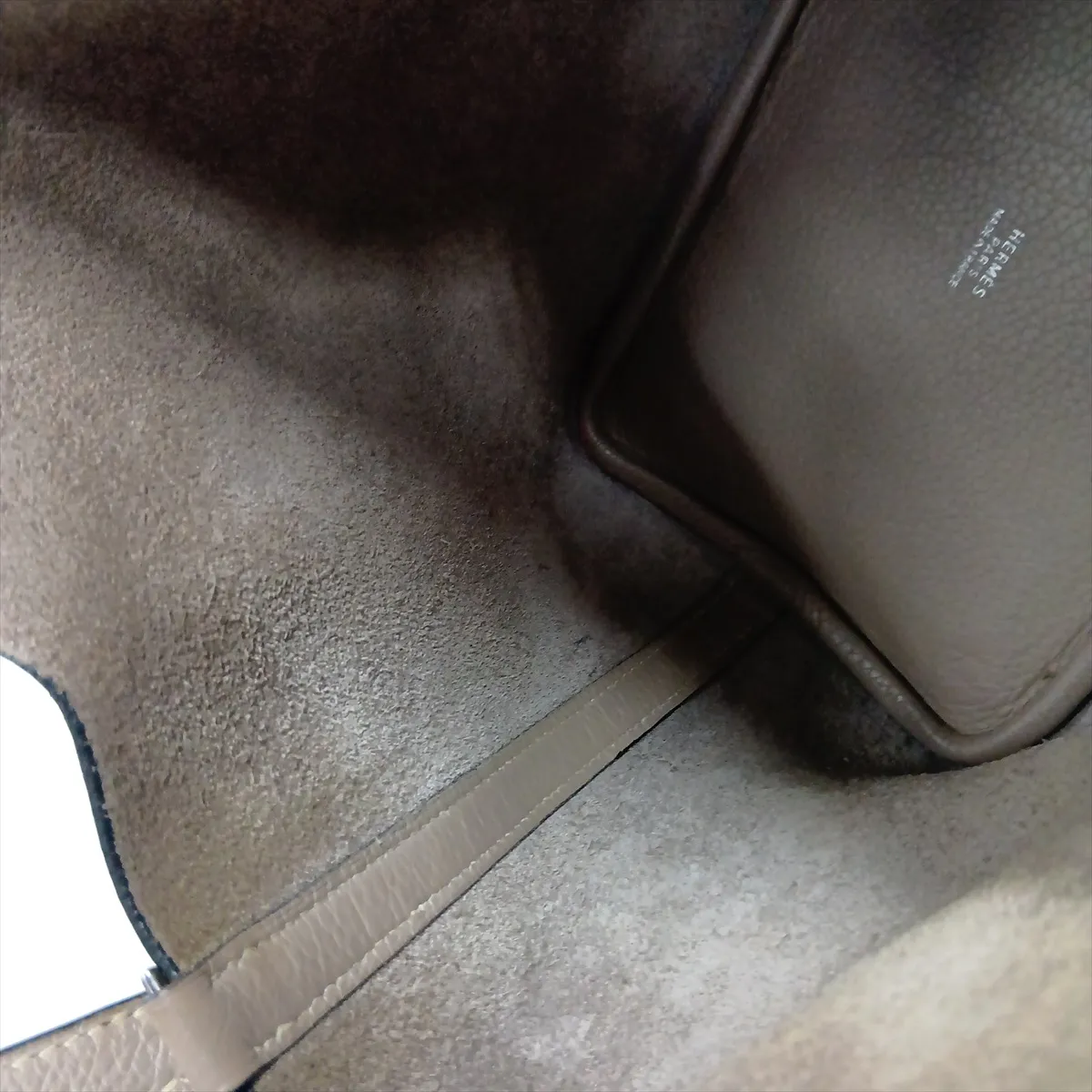 Picotin 18 PM, Taurillon Clemence leather, Etoupe, silver hardware, F: 2002 — view 9