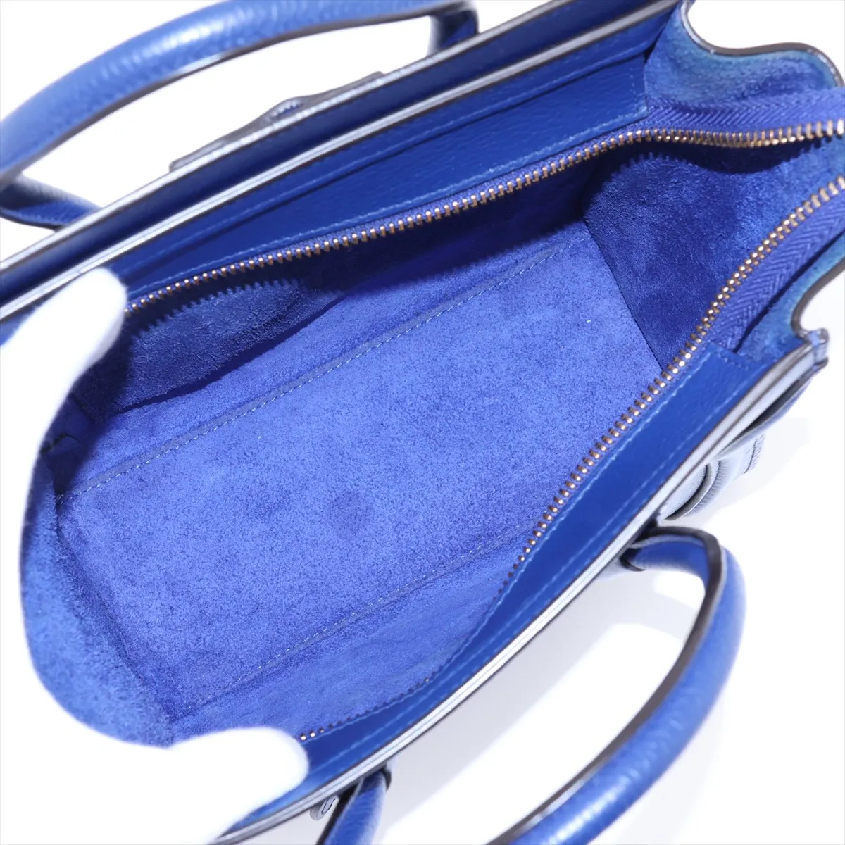 Luggage Nano Shopper Leather 2-Way Handbag, Blue — view 8