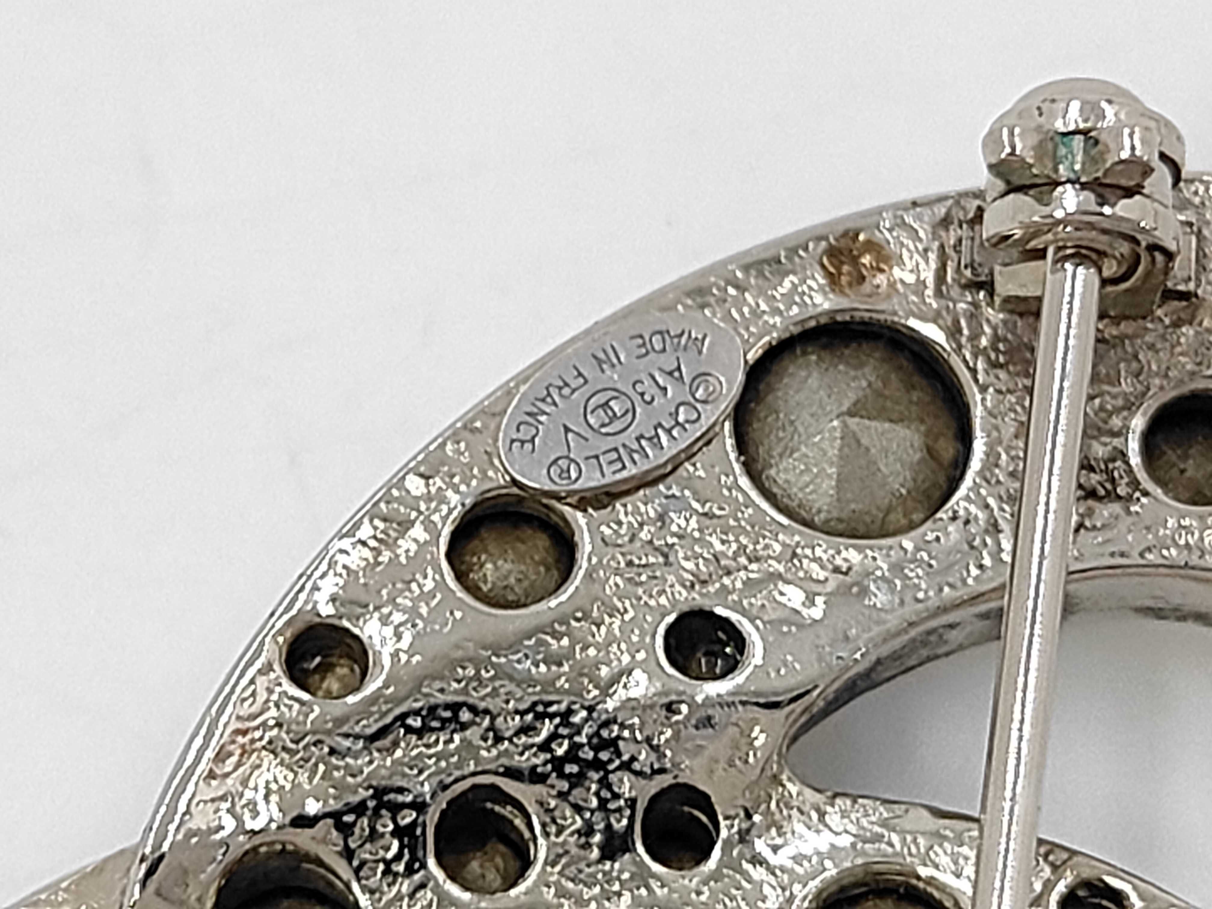 Silver Hardware CC Logo Brooch A13V — view 6