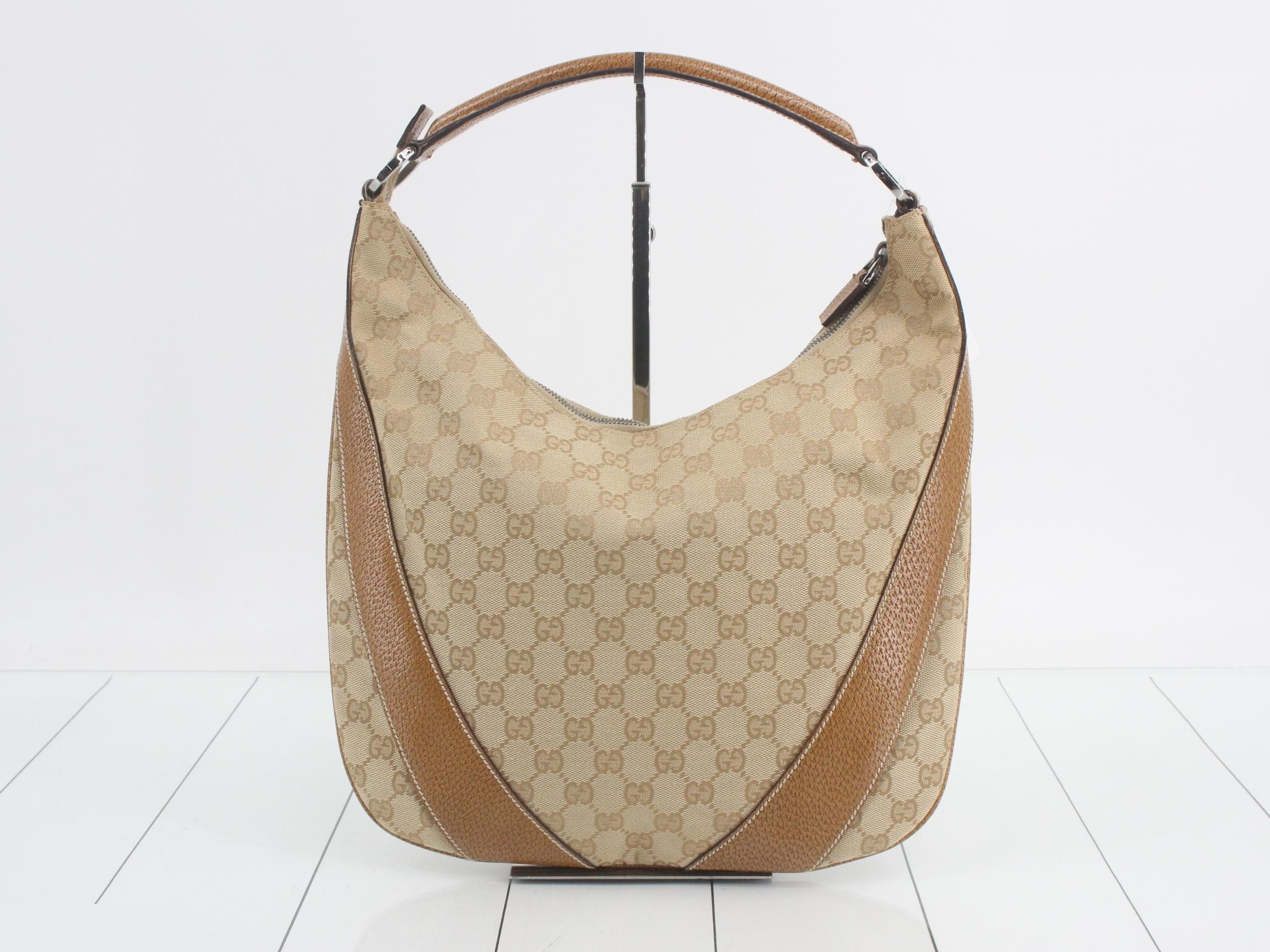GG Canvas Tote Bag, Beige, Canvas/Leather — view 2