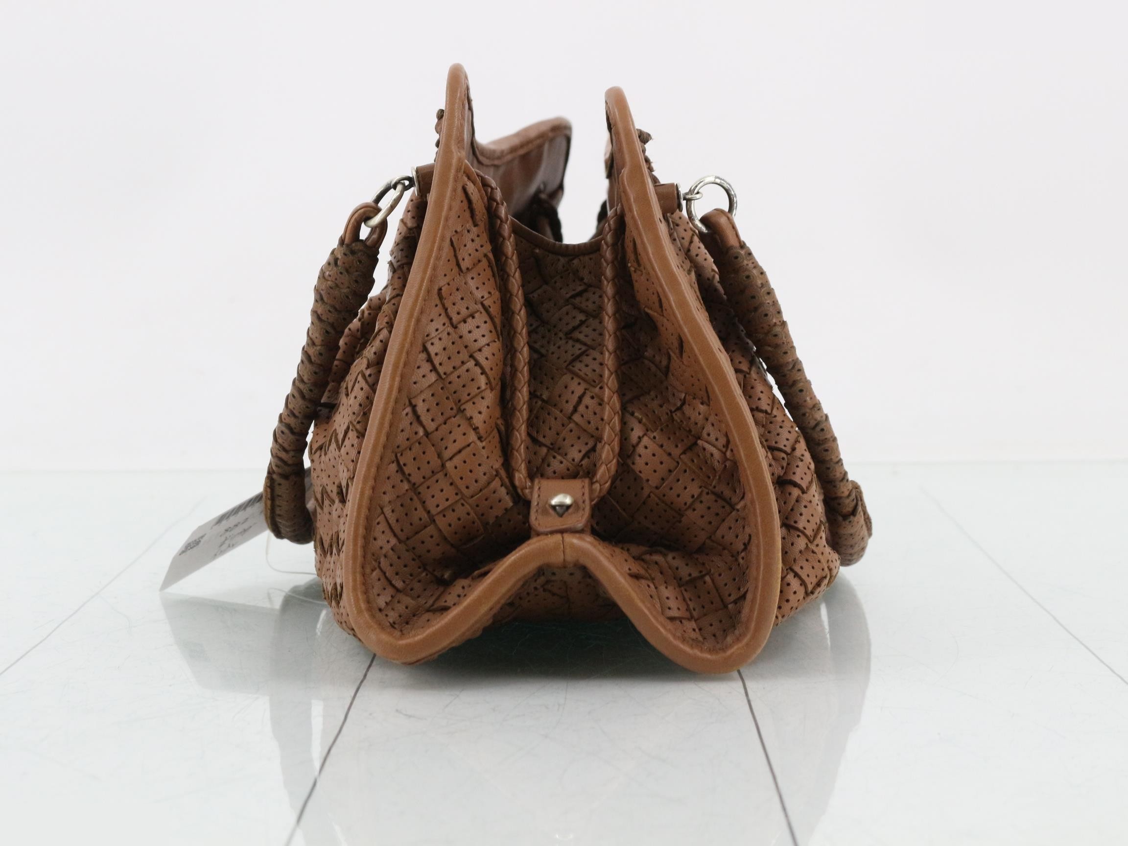 Intrecciato handbag, leather, brown — view 4