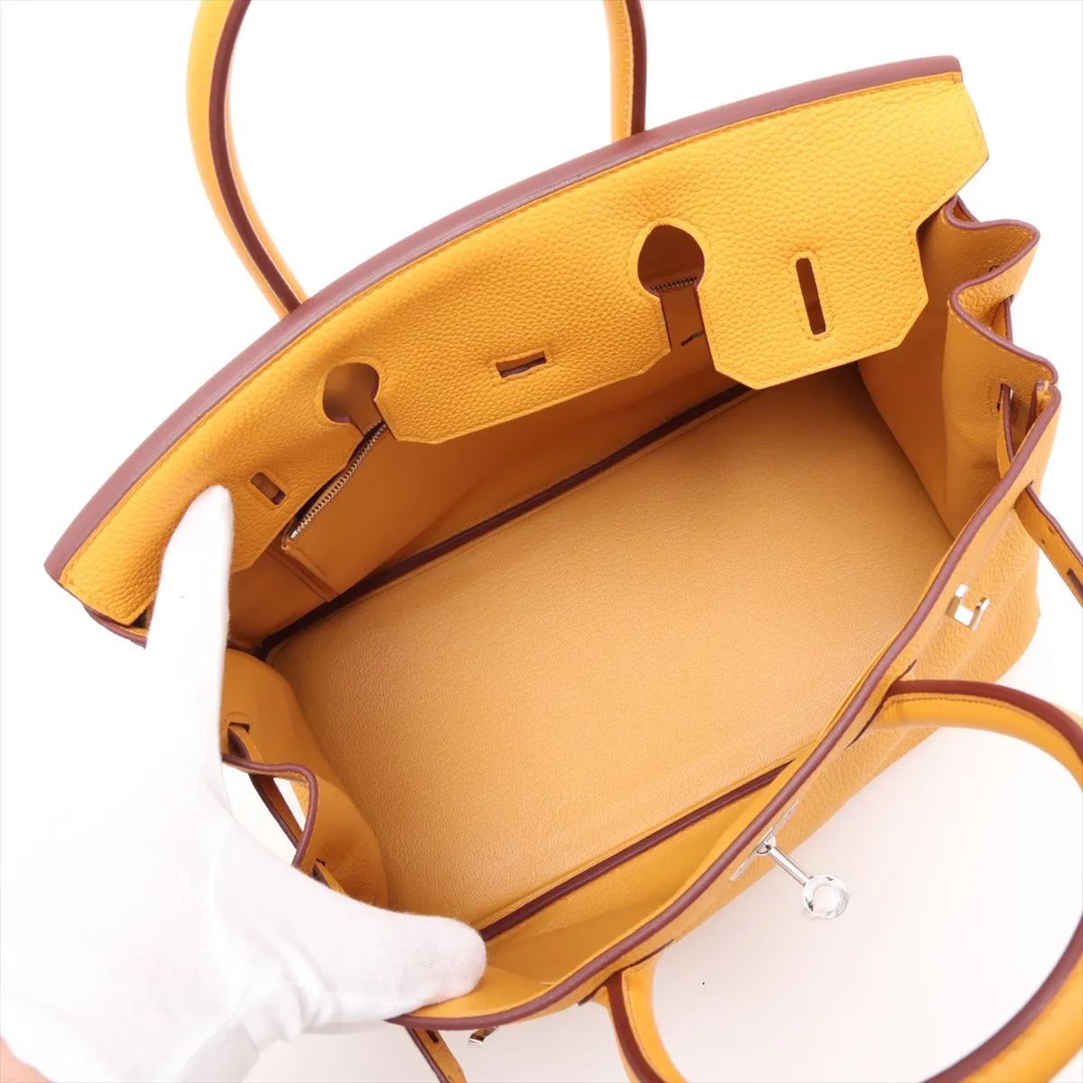 [Individually packaged] Hermes Birkin 30 Retourne Togo Jaune Ambre Silver Hardware B: 2023 — view 7
