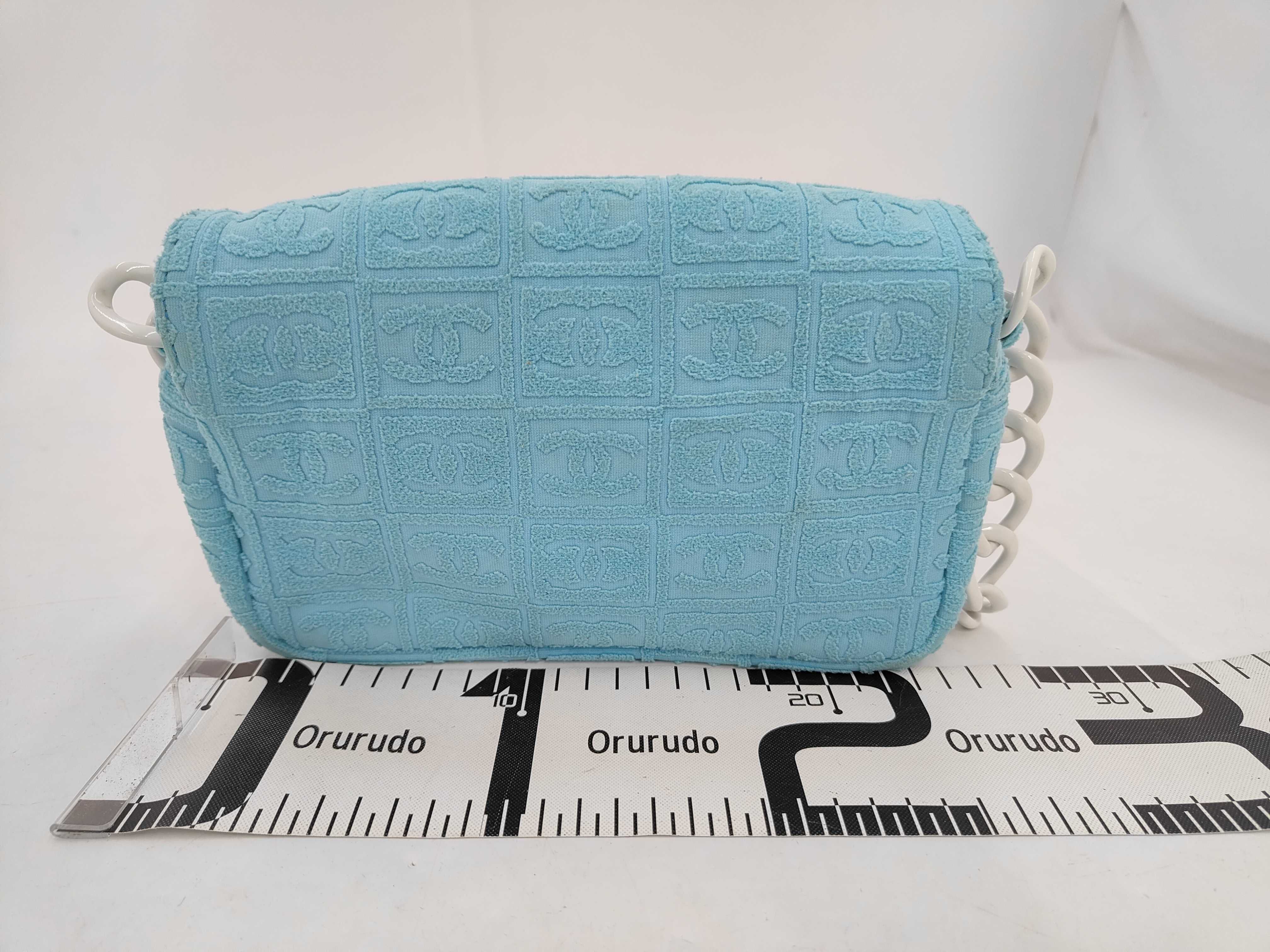 Plastic Chain Terry Cloth Light Blue Shoulder Bag — view 2