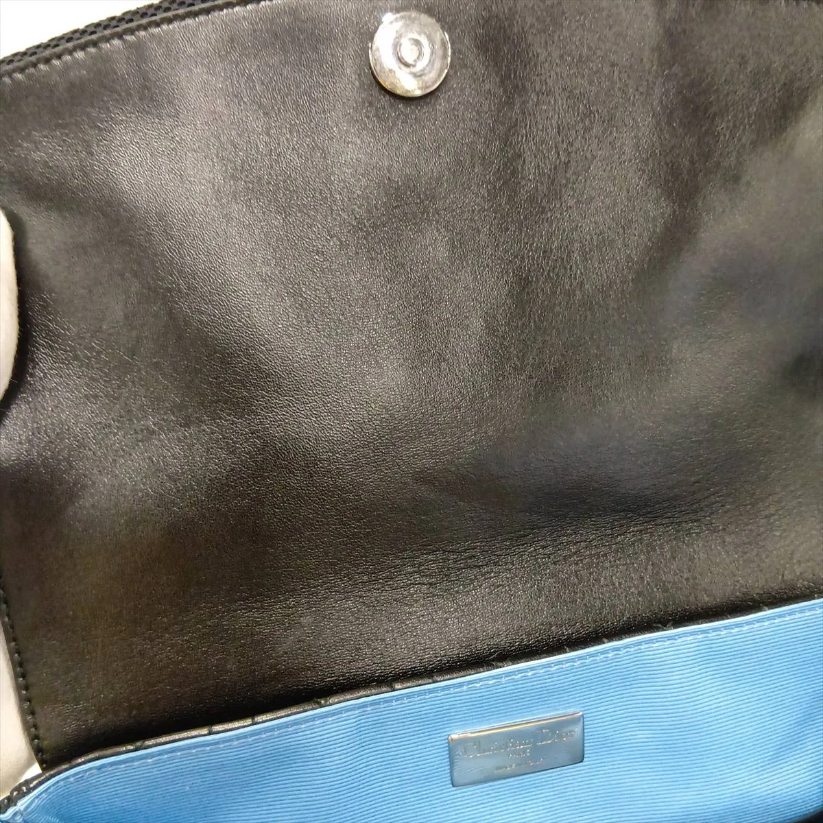 Cannage Leather x Sequin Backpack/Rucksack Black x Blue — view 11