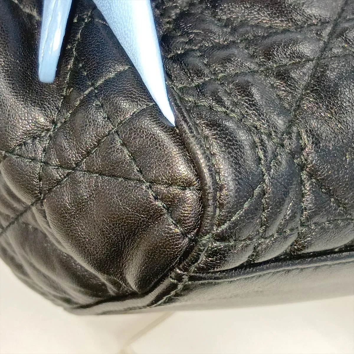 Cannage Leather x Sequin Backpack/Rucksack Black x Blue — view 13