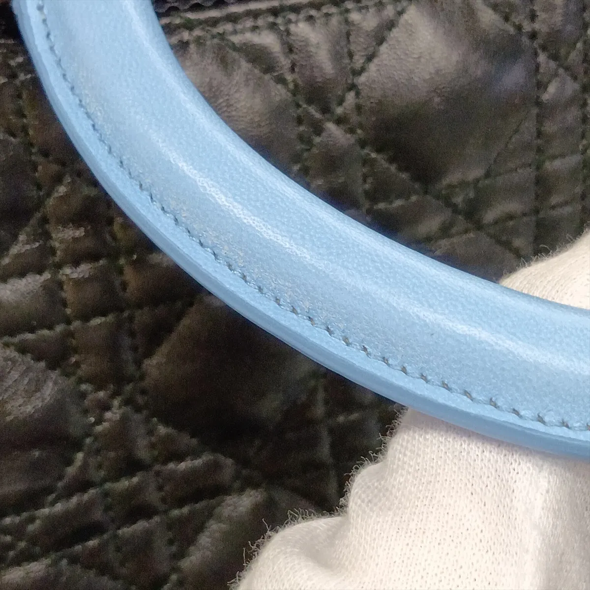 Cannage Leather x Sequin Backpack/Rucksack Black x Blue — view 14