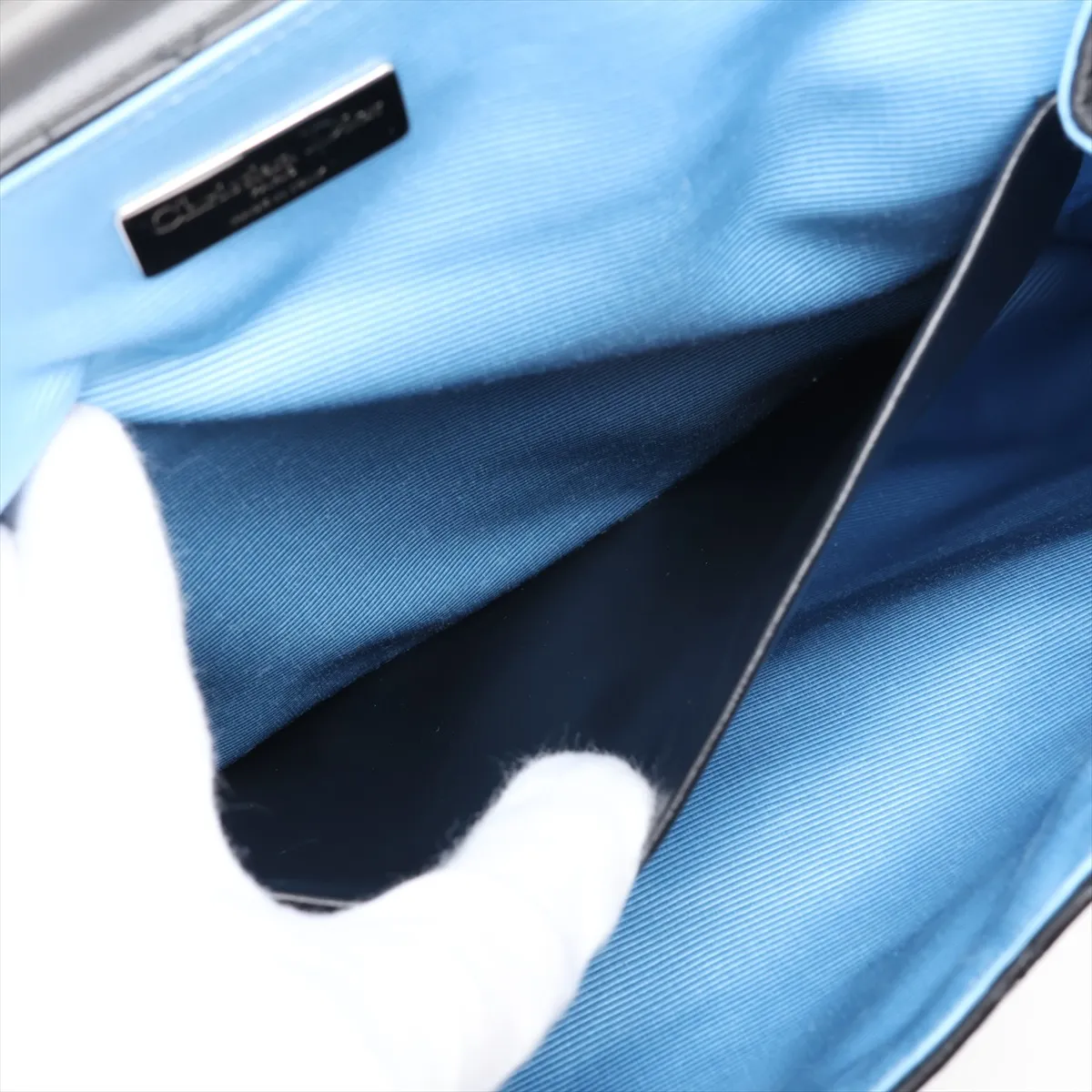 Cannage Leather x Sequin Backpack/Rucksack Black x Blue — view 8