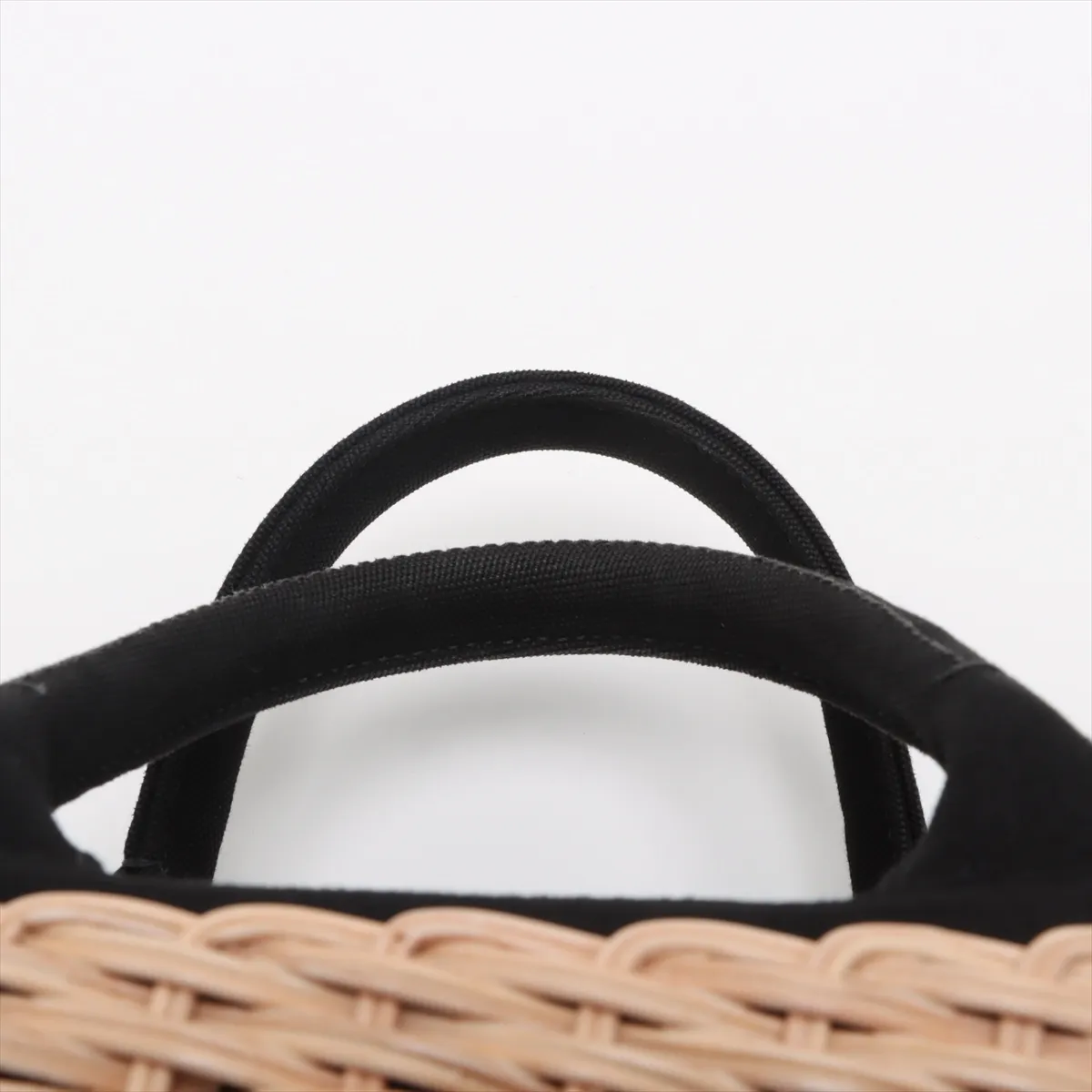 Canapa Wicker Rattan x Canvas 2WAY Handbag Beige x Black 1BG835 — view 6