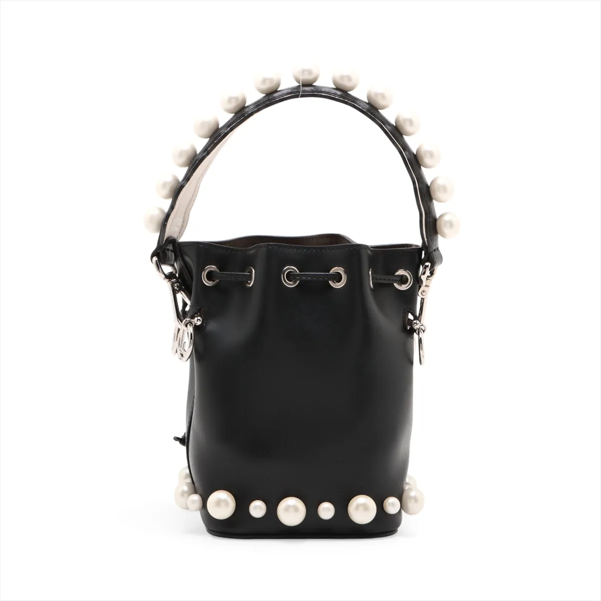 Leather x Pearl Shoulder Bag, Black, 8BS010 — view 2