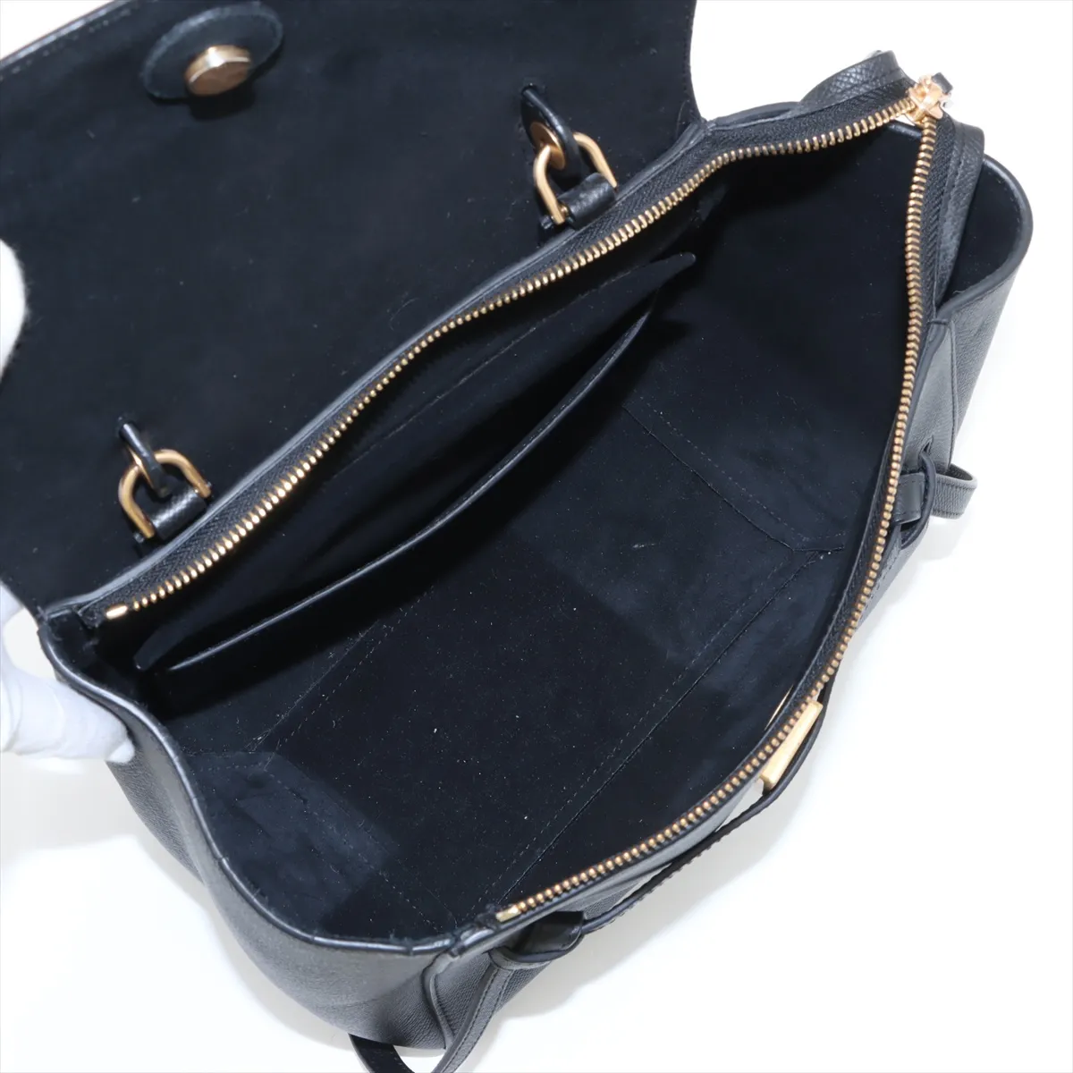 Belt Bag Micro Leather 2WAY Handbag Black — view 8
