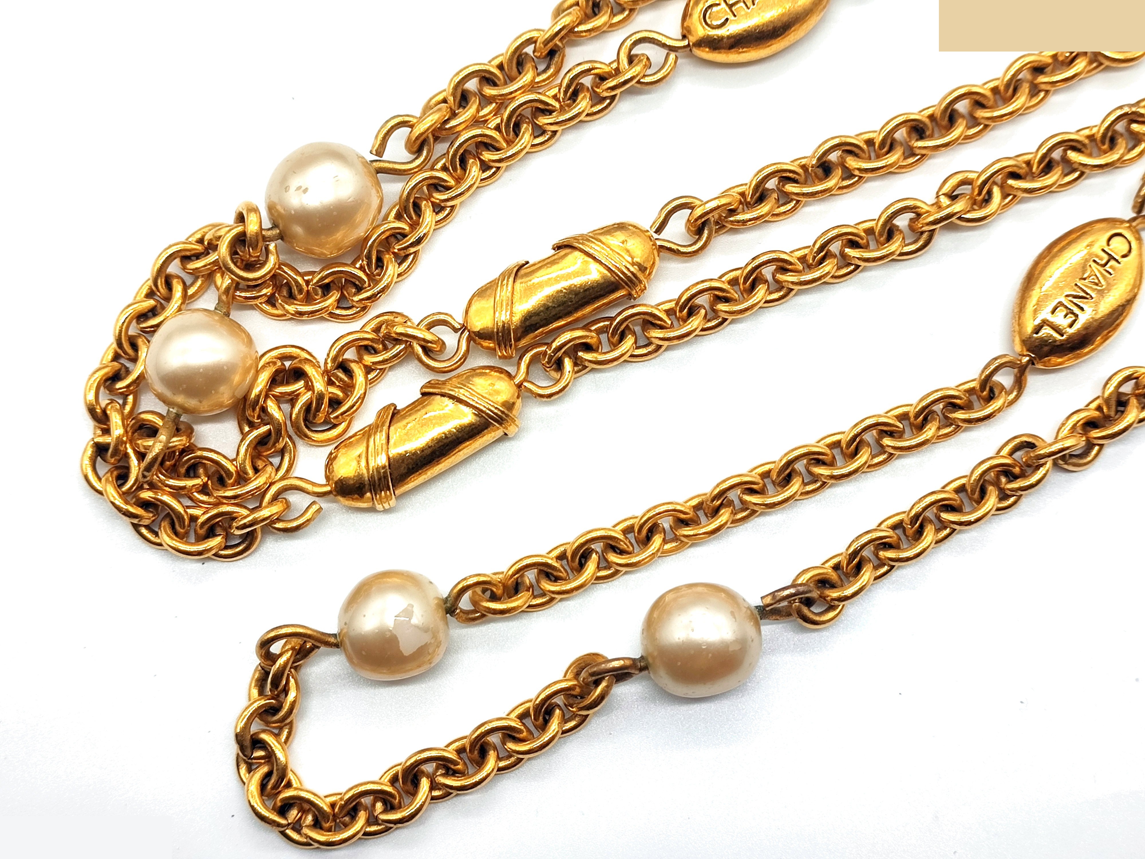 logo pearl long necklace, neck circumference approximately 110cm — view 5