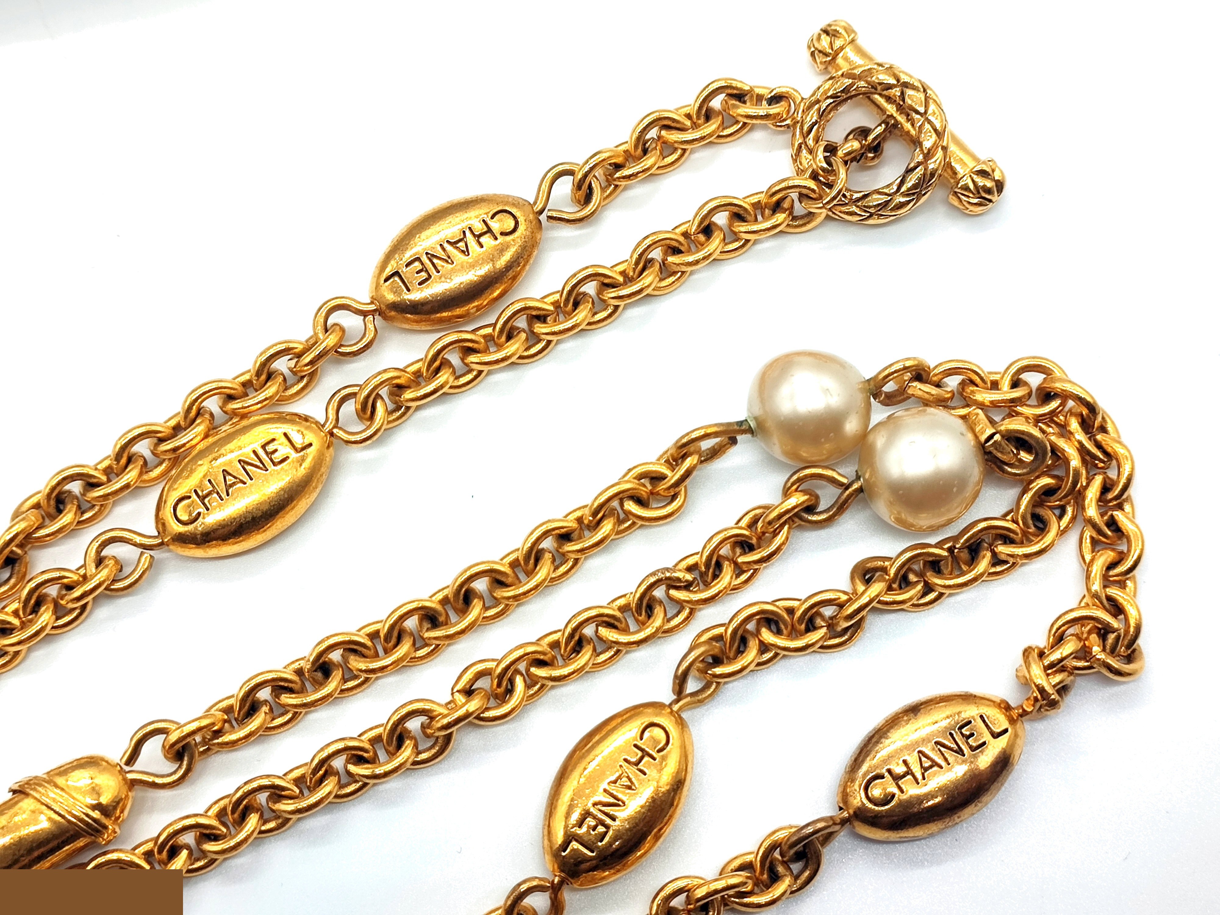 logo pearl long necklace, neck circumference approximately 110cm — view 6