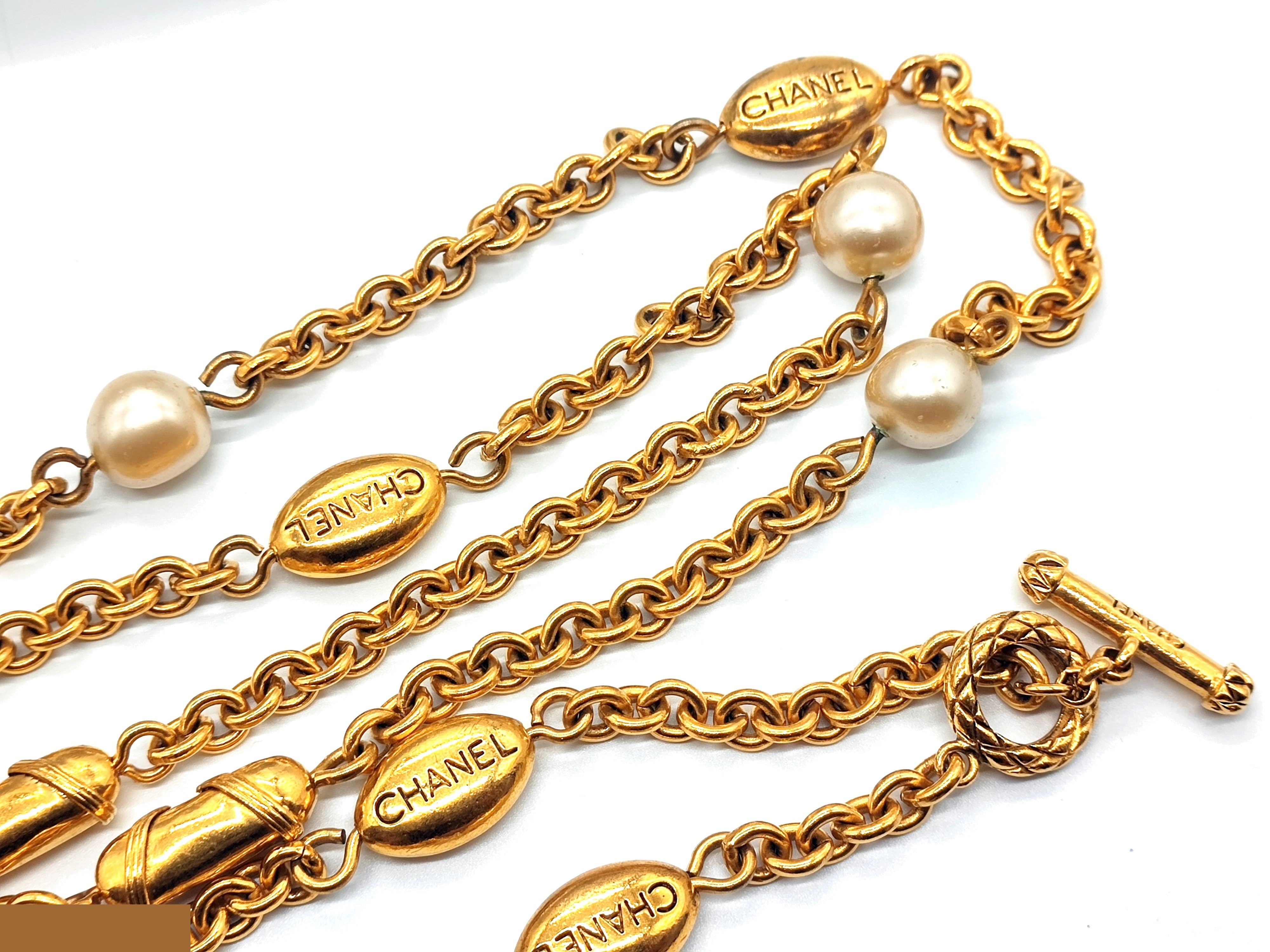 logo pearl long necklace, neck circumference approximately 110cm — view 9