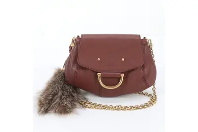 Bamboo Fur Charm 269927 Leather Chain Shoulder Bag