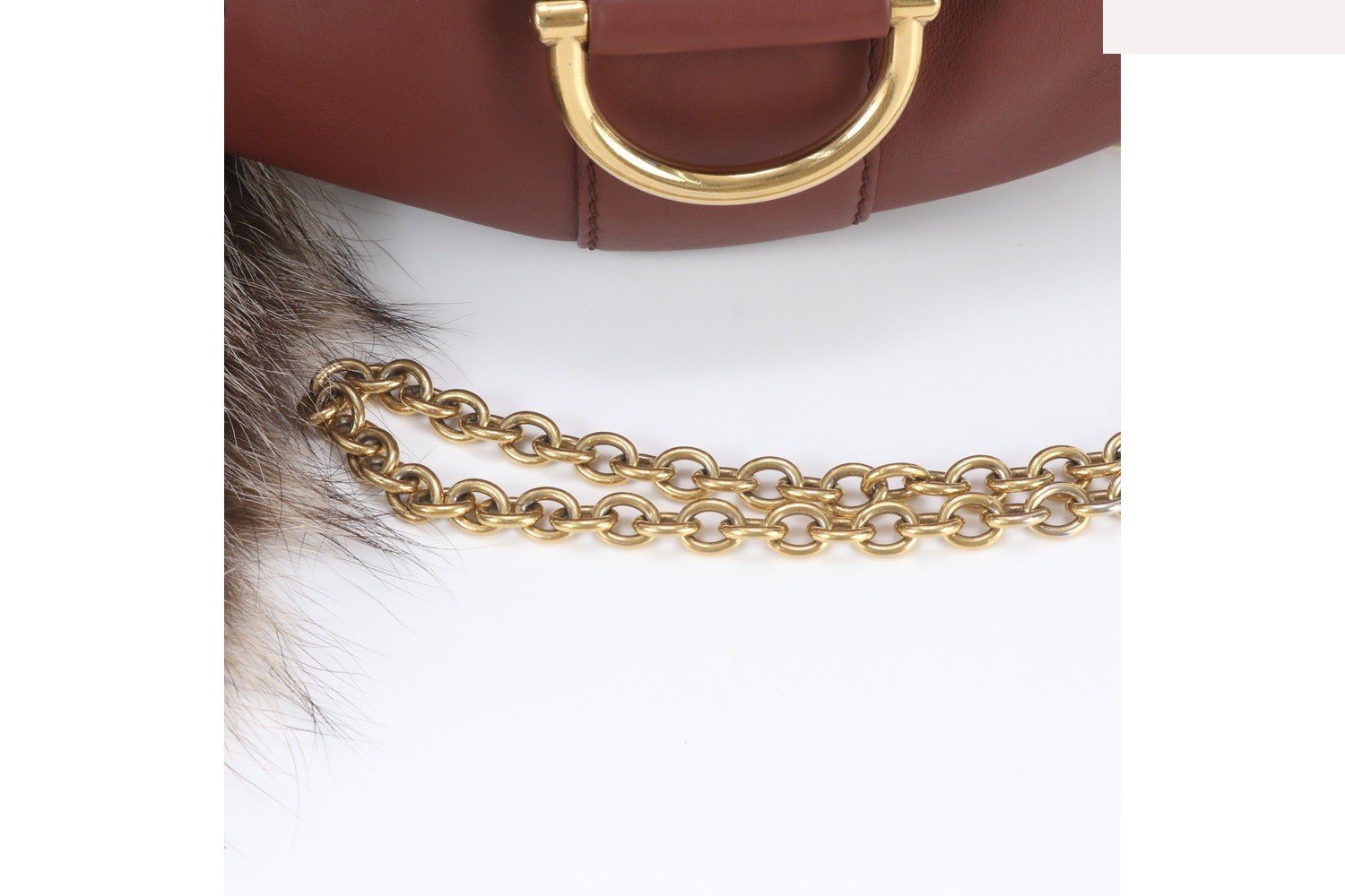 Bamboo Fur Charm 269927 Leather Chain Shoulder Bag — view 2