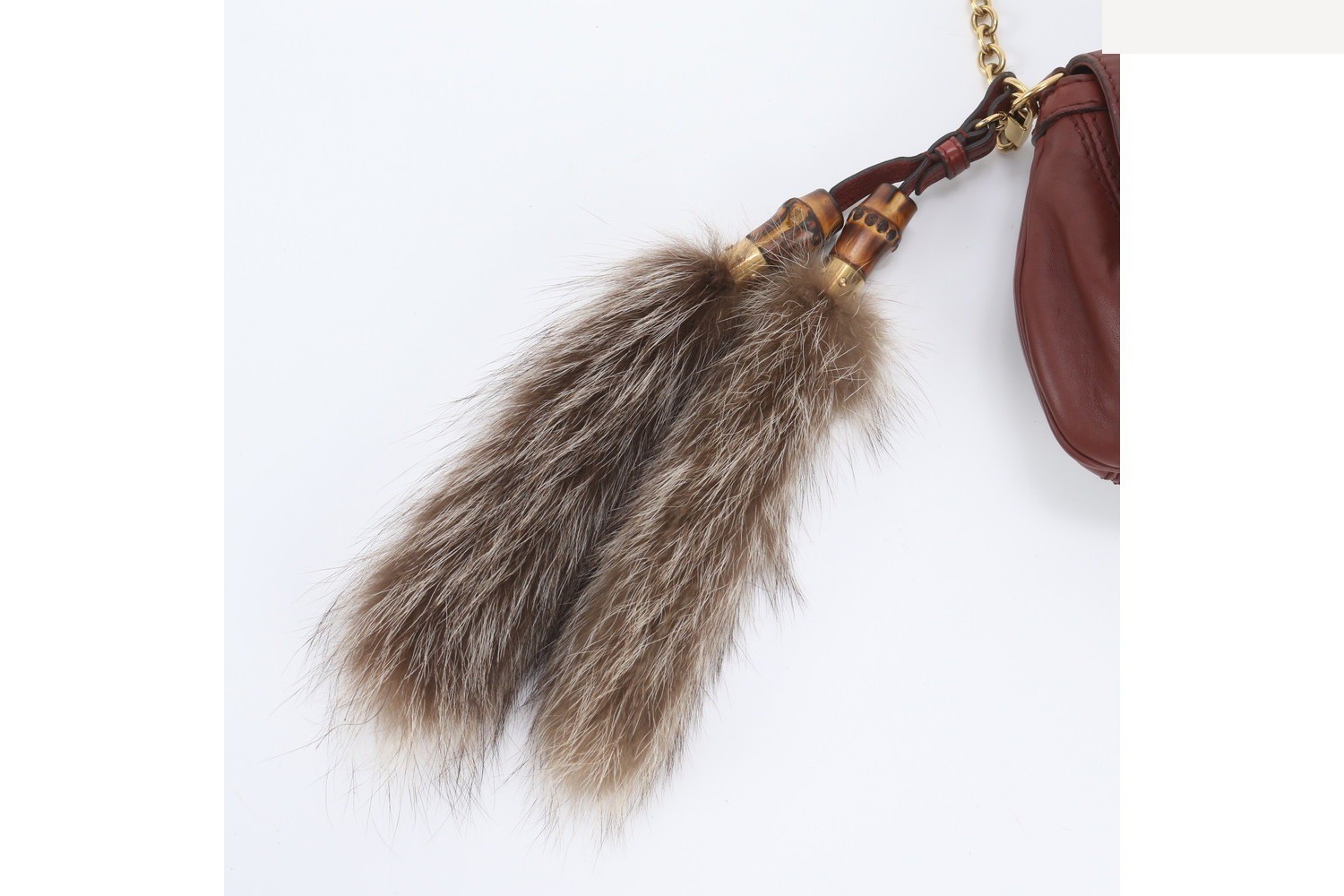 Bamboo Fur Charm 269927 Leather Chain Shoulder Bag — view 11