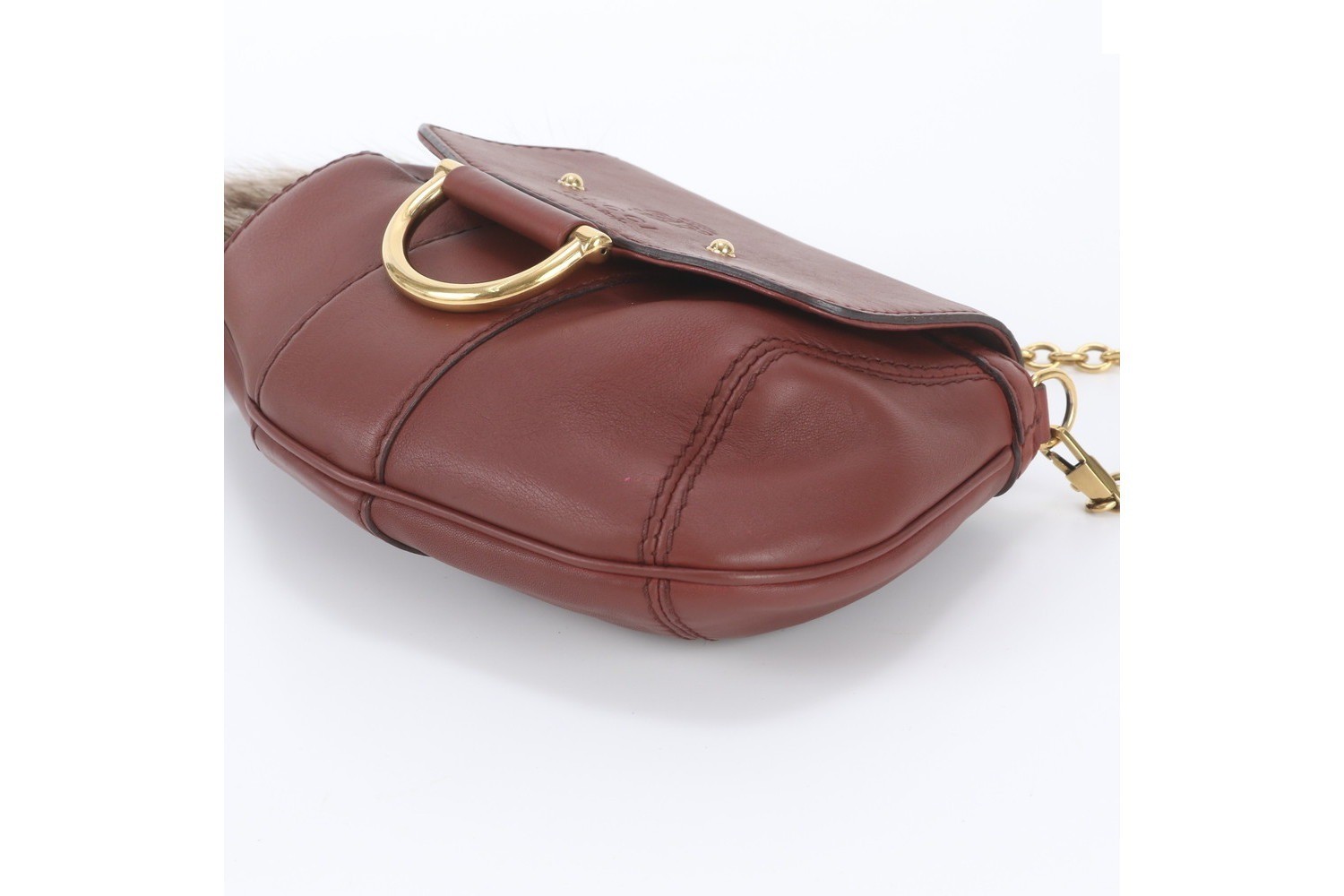 Bamboo Fur Charm 269927 Leather Chain Shoulder Bag — view 4