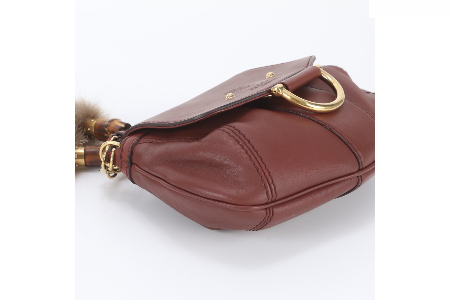 Bamboo Fur Charm 269927 Leather Chain Shoulder Bag — view 5