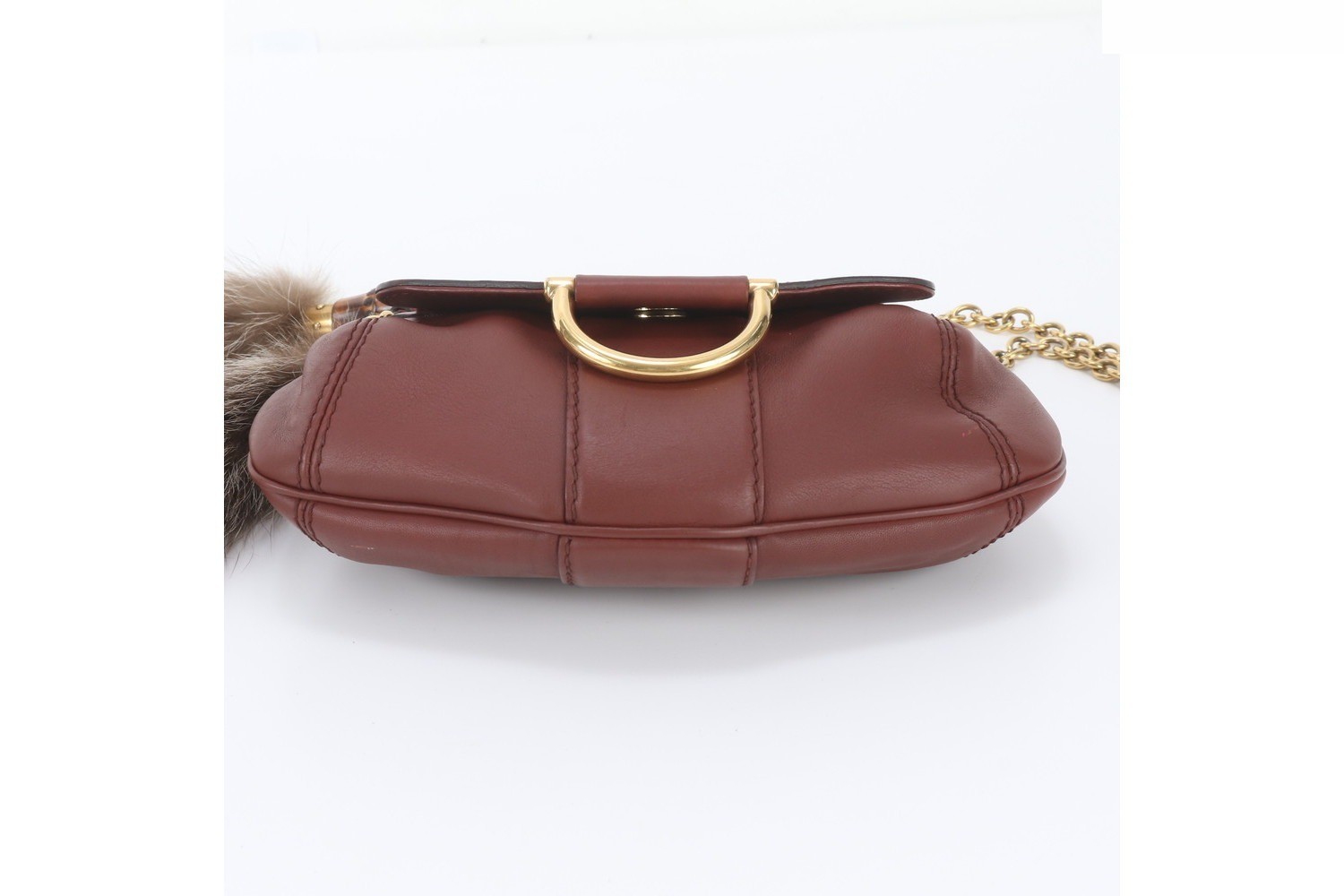 Bamboo Fur Charm 269927 Leather Chain Shoulder Bag — view 6