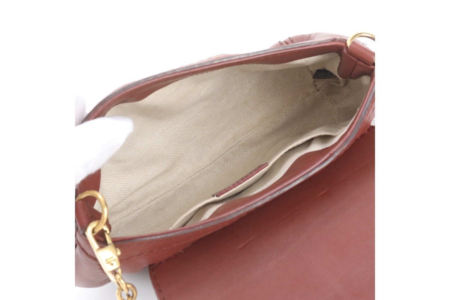 Bamboo Fur Charm 269927 Leather Chain Shoulder Bag — view 7