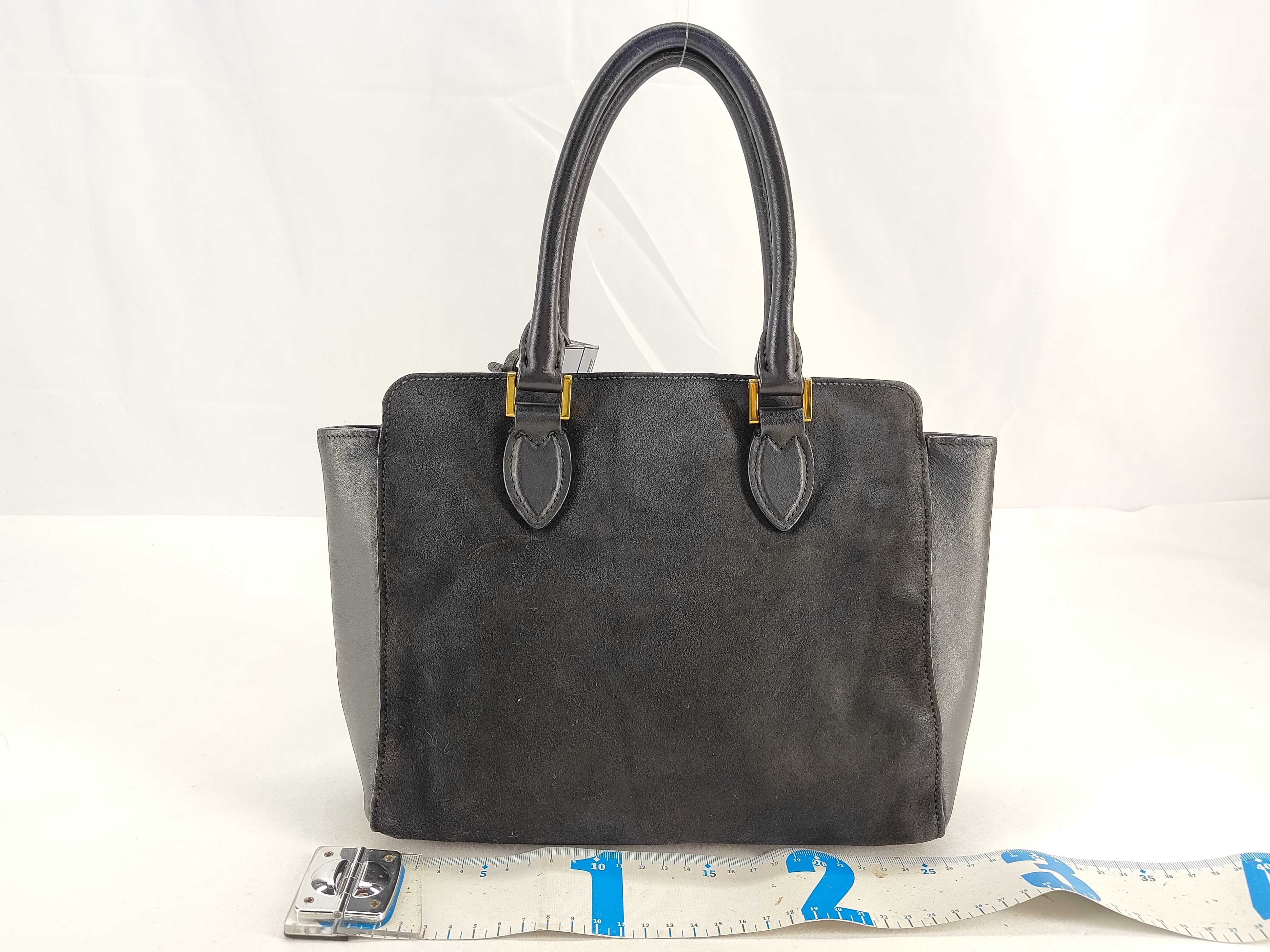 ID- Saffiano Cow Skin 2-Way Handbag Black 1BA113 with strap #165 Tote Bag — view 2