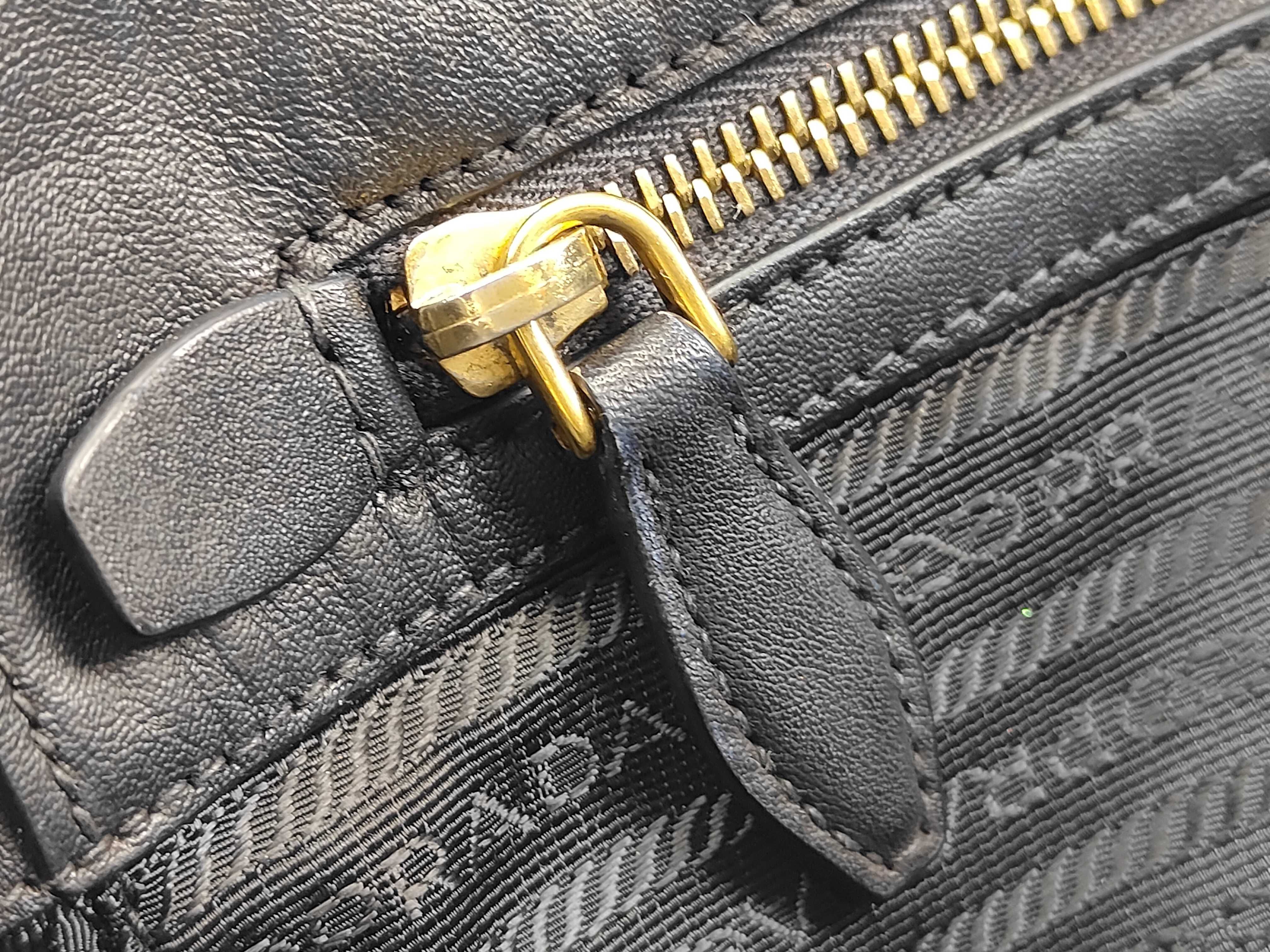 ID- Saffiano Cow Skin 2-Way Handbag Black 1BA113 with strap #165 Tote Bag — view 13