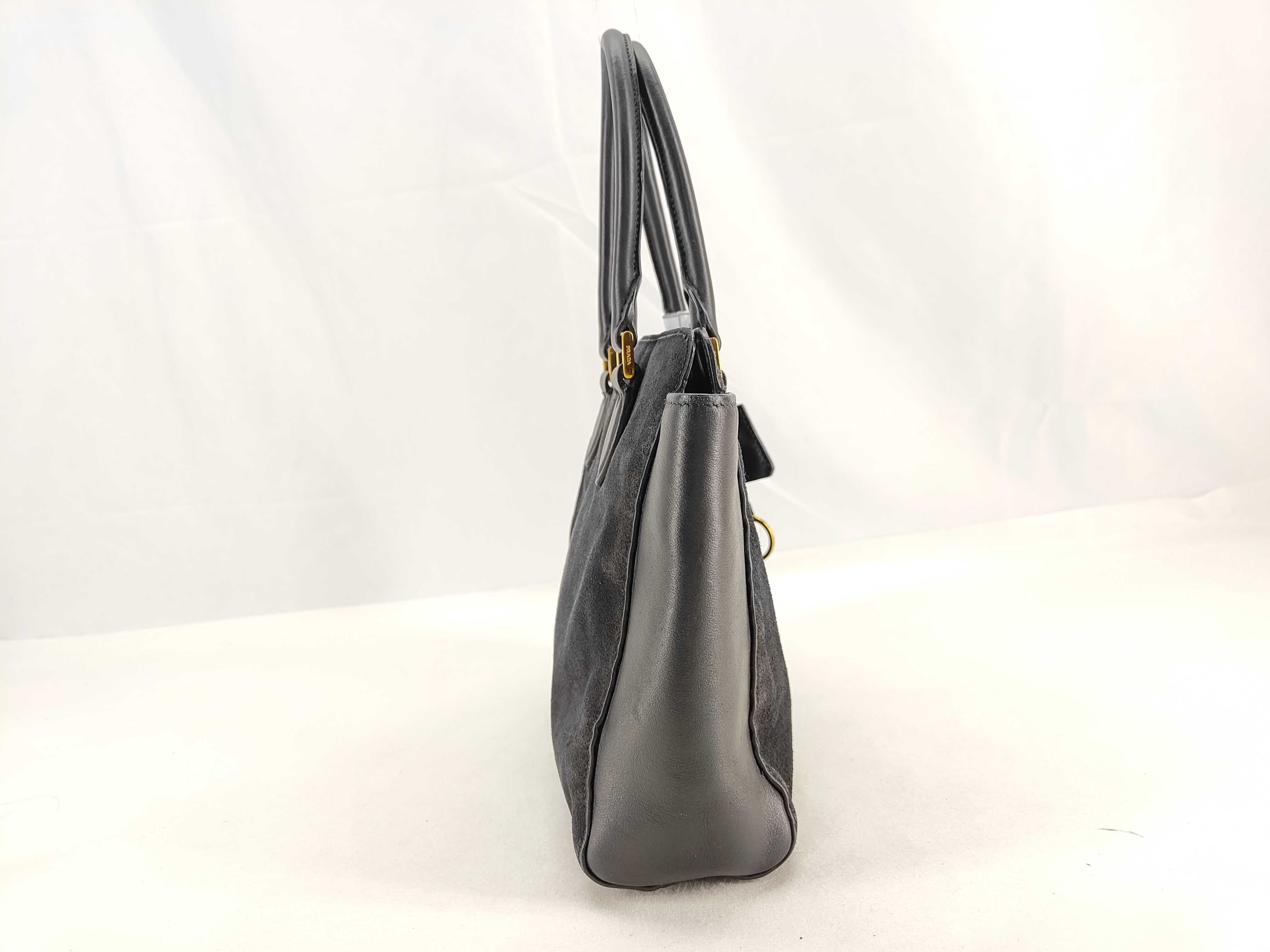 ID- Saffiano Cow Skin 2-Way Handbag Black 1BA113 with strap #165 Tote Bag — view 3