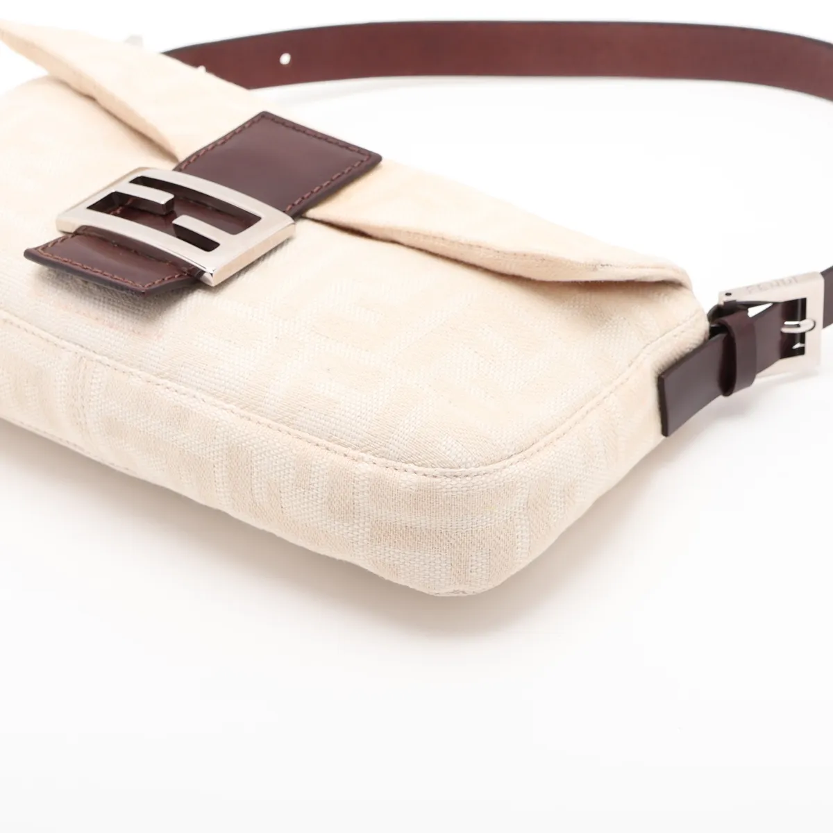 Zucca Mamma Bucket Canvas x Leather Shoulder Bag, Beige x Brown, 26424 — view 3