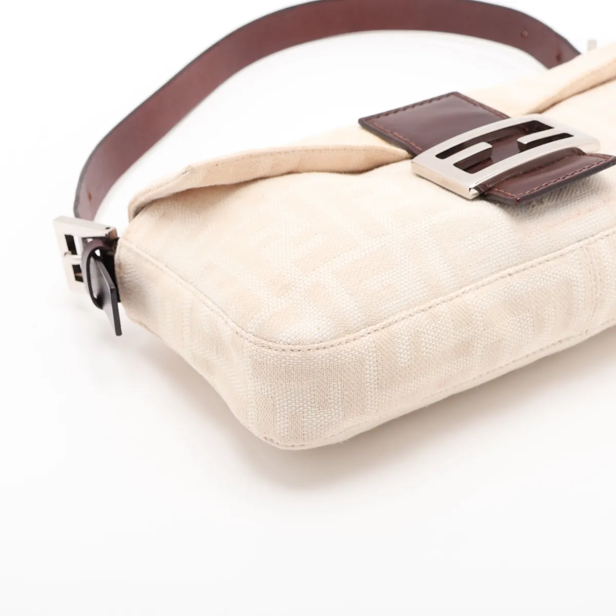 Zucca Mamma Bucket Canvas x Leather Shoulder Bag, Beige x Brown, 26424 — view 4