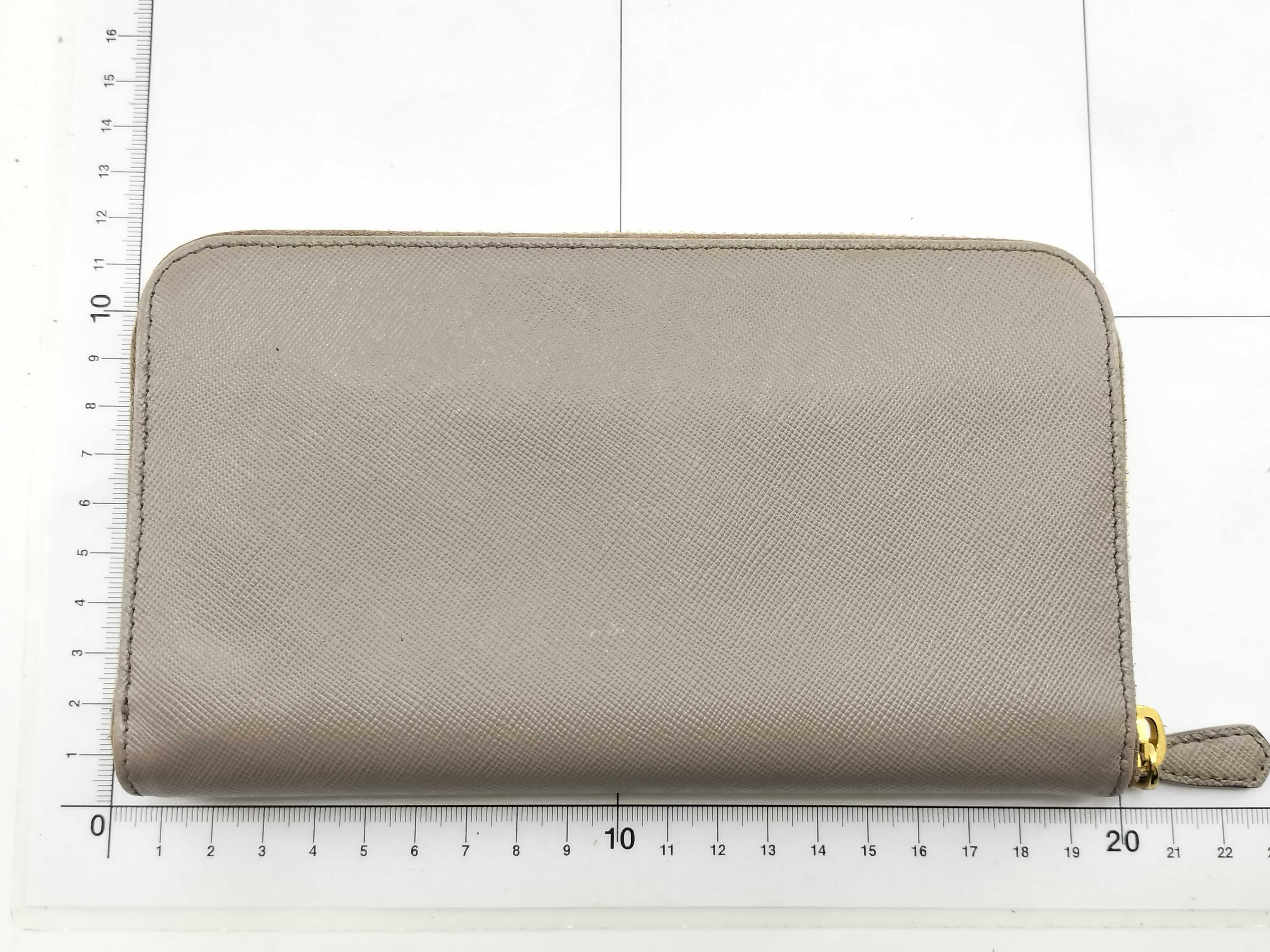 Saffiano Metal Logo Zip-Around Long Wallet Gray 1M0506 Wallet — view 2