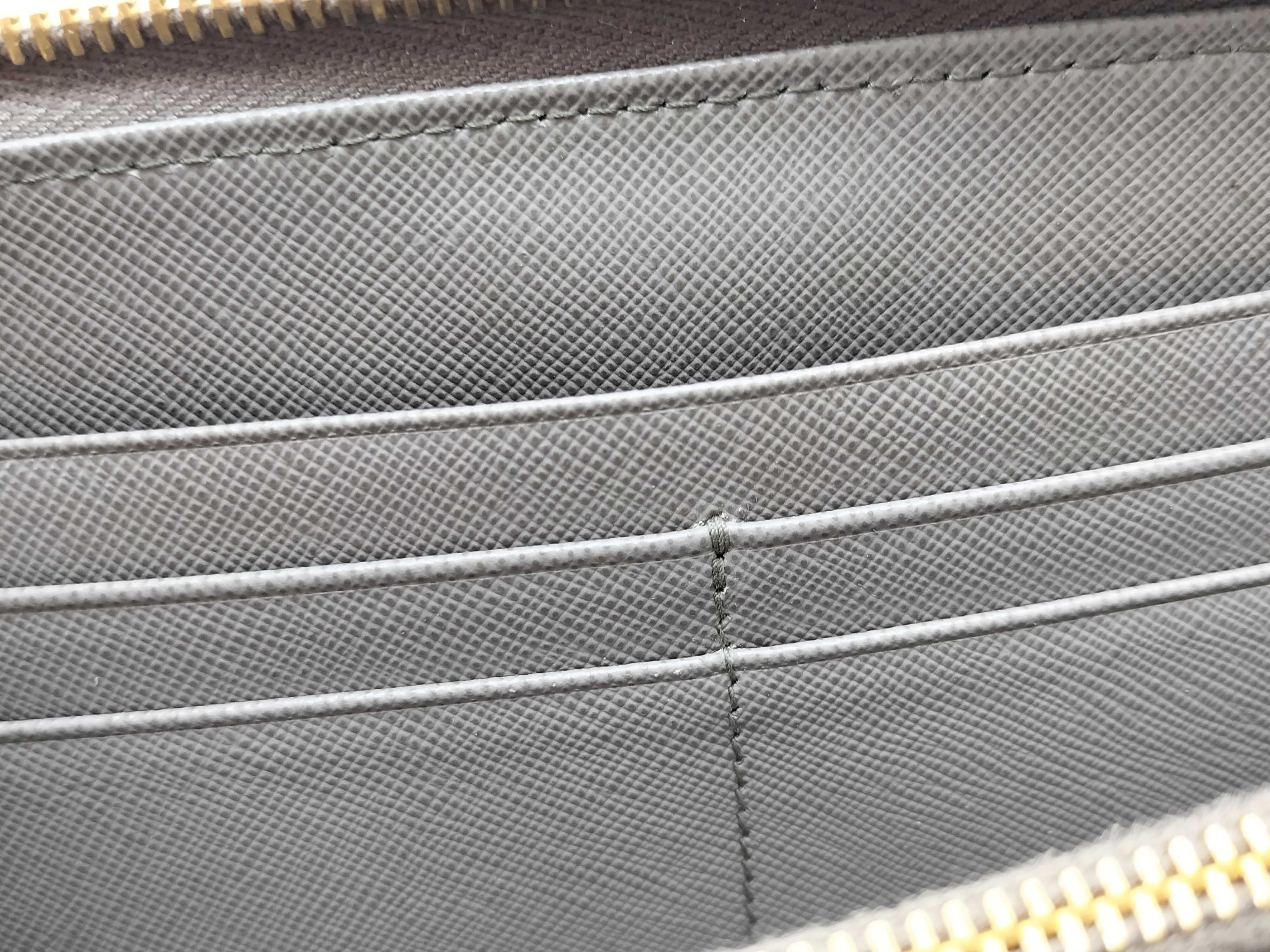 Saffiano Metal Logo Zip-Around Long Wallet Gray 1M0506 Wallet — view 11