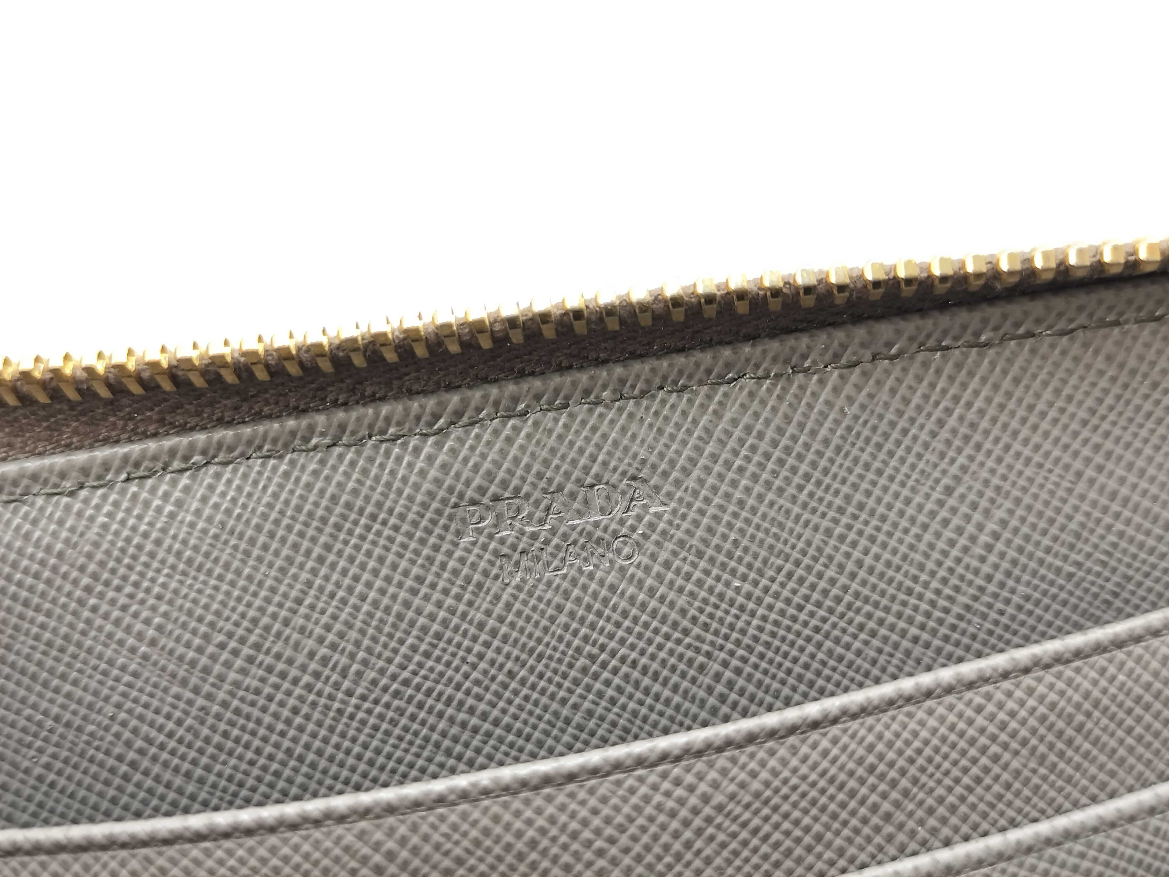 Saffiano Metal Logo Zip-Around Long Wallet Gray 1M0506 Wallet — view 15