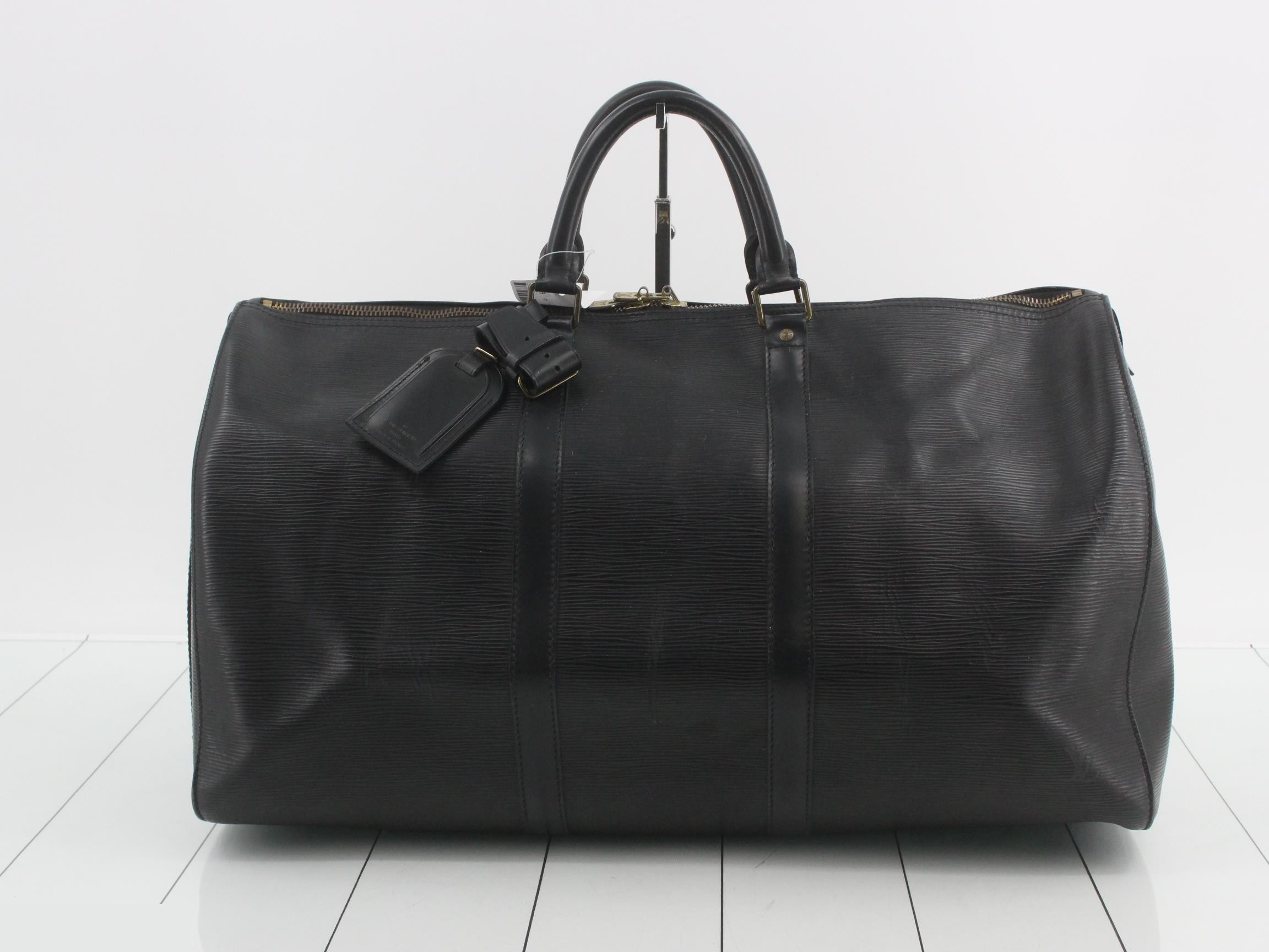 Keepall 50 Noir VI0912 with Poigne name tag — view 2
