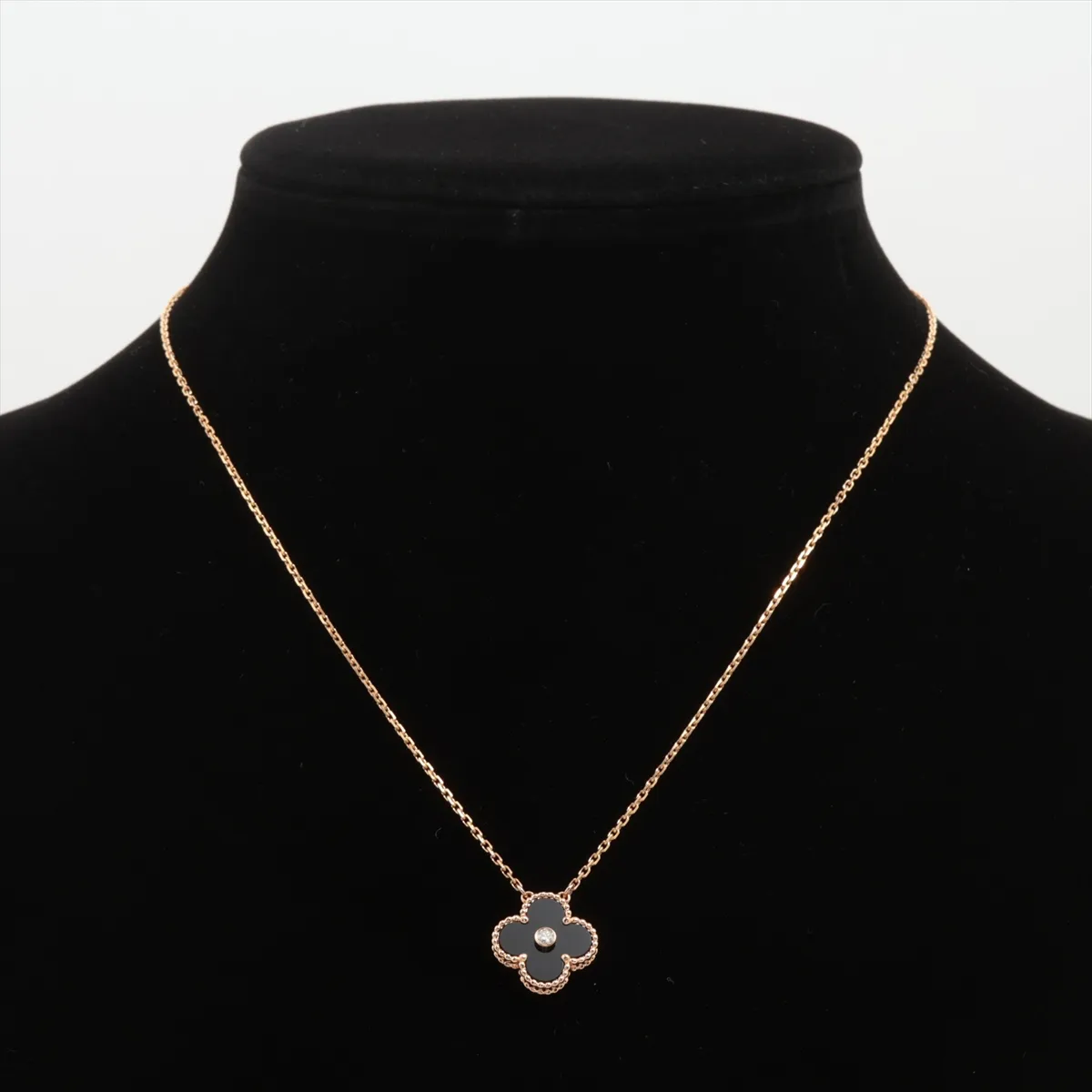 Vintage Alhambra Onyx Diamond Necklace 750(PG) 6.4g JE685570 Pull ring slightly lighter — view 5