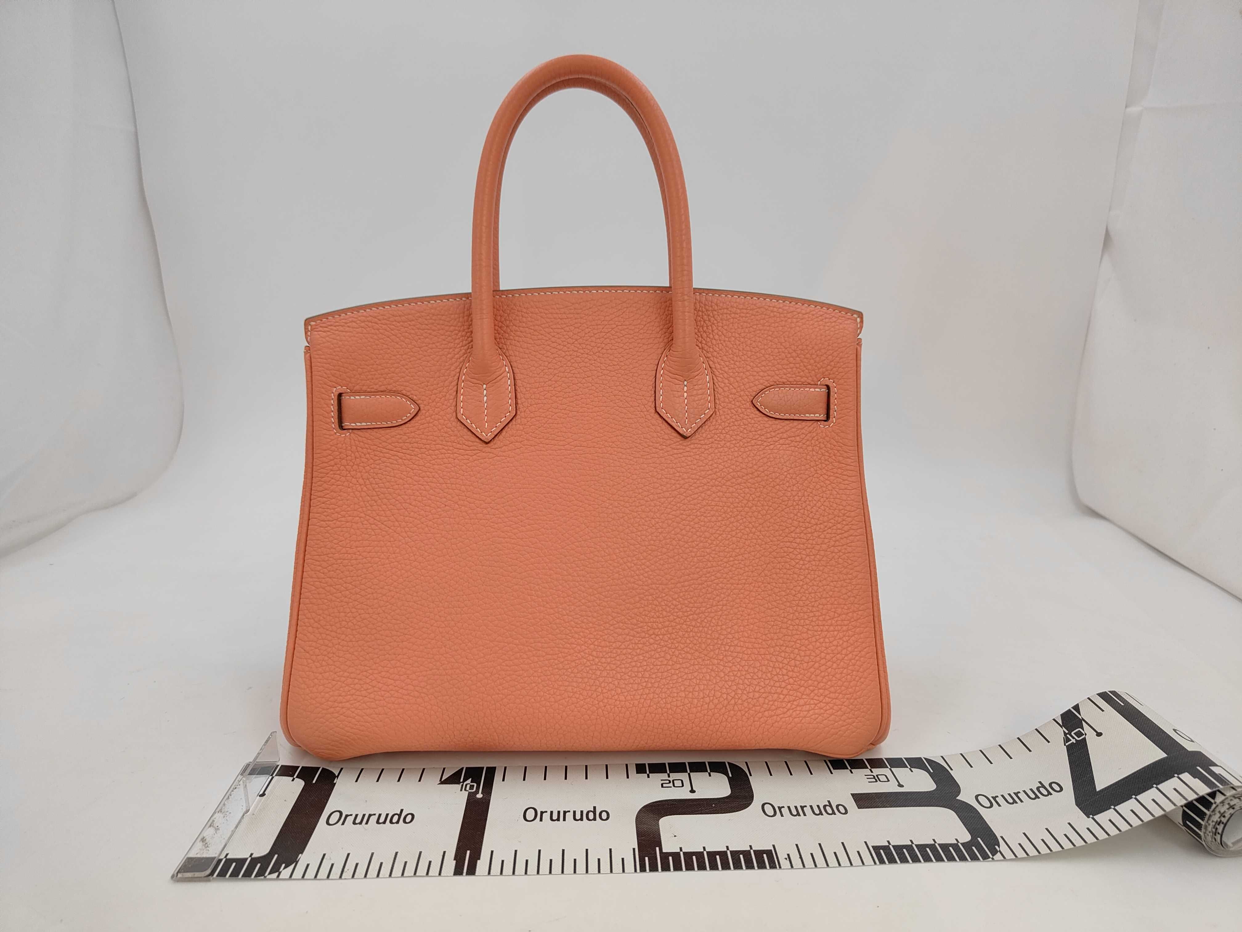 Birkin 30 (Q stamp), Taurillon Clemence leather, Crevette silver hardware, handbag — view 2
