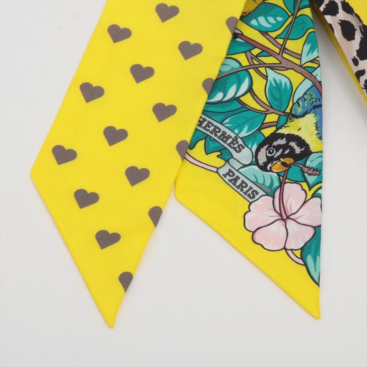 Twilly JUNGLE LOVE Silk Scarf, Jaune Vif, with slight thread pulls and paper tag. — view 2