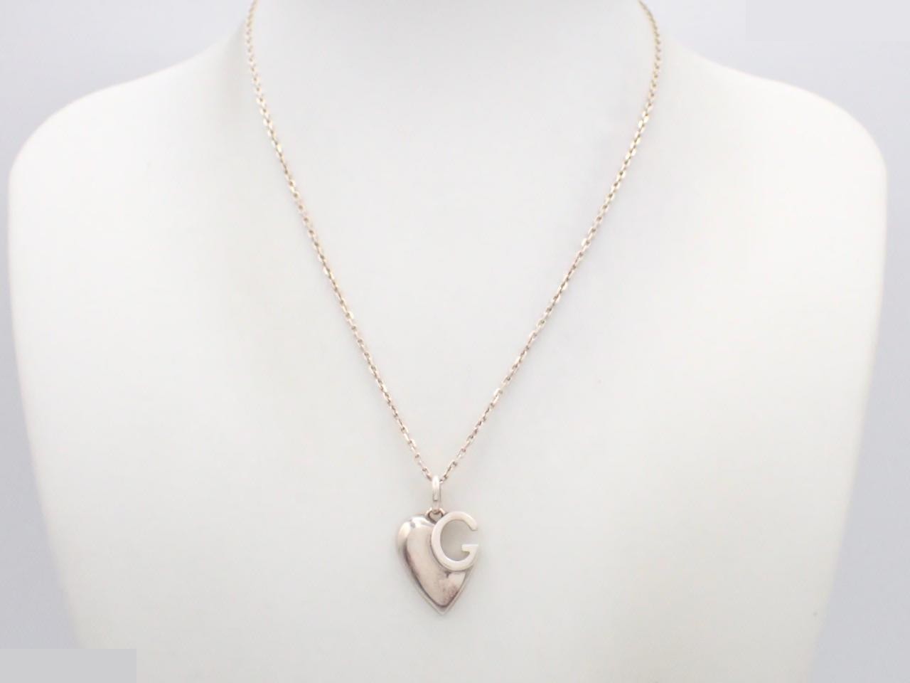 heart necklace, 925 sterling silver, 8.2g, chain approximately 40cm. — view 3