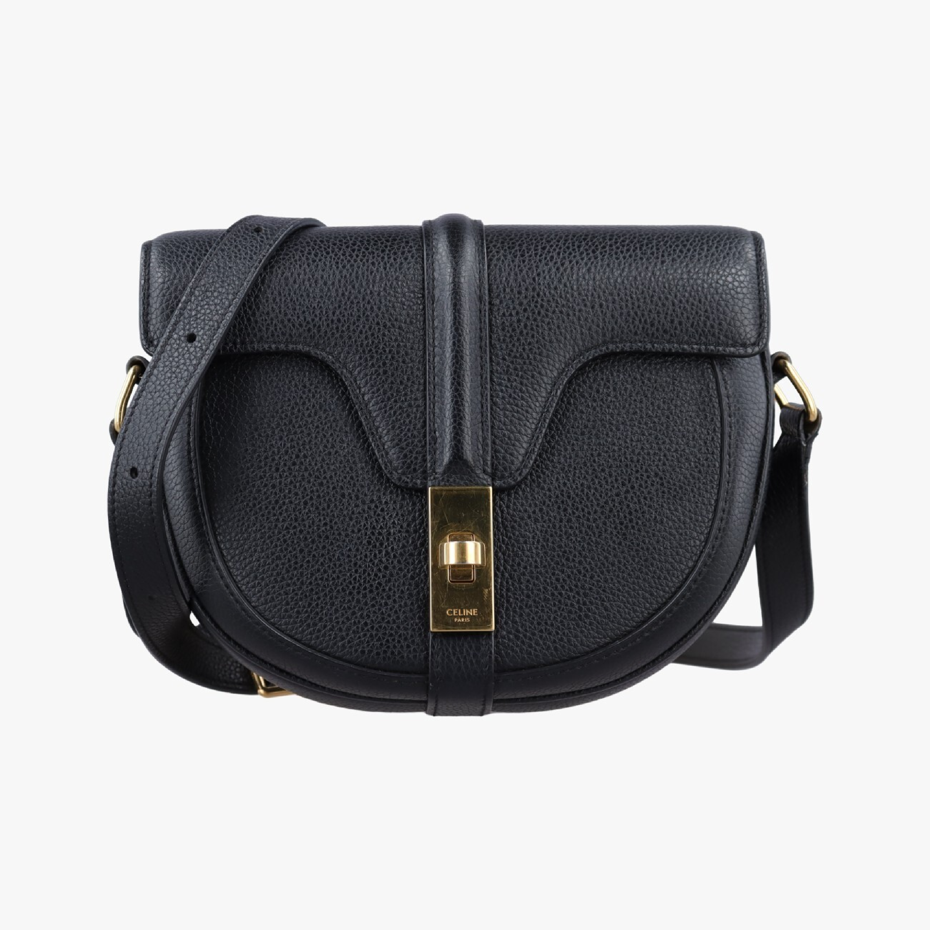 16 (Seize) Buzas Small Black Leather Shoulder Bag F-LM-1189