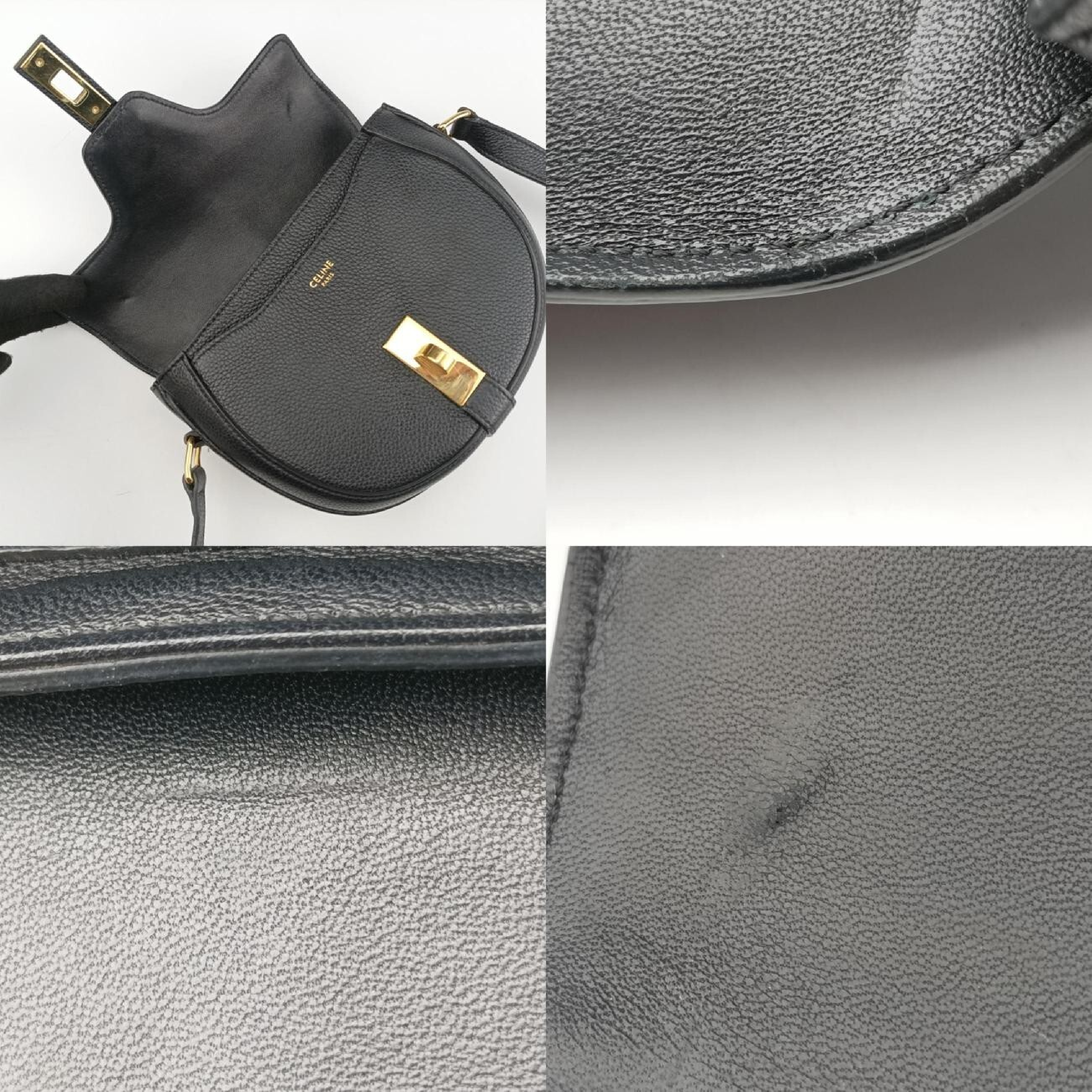 16 (Seize) Buzas Small Black Leather Shoulder Bag F-LM-1189 — view 9
