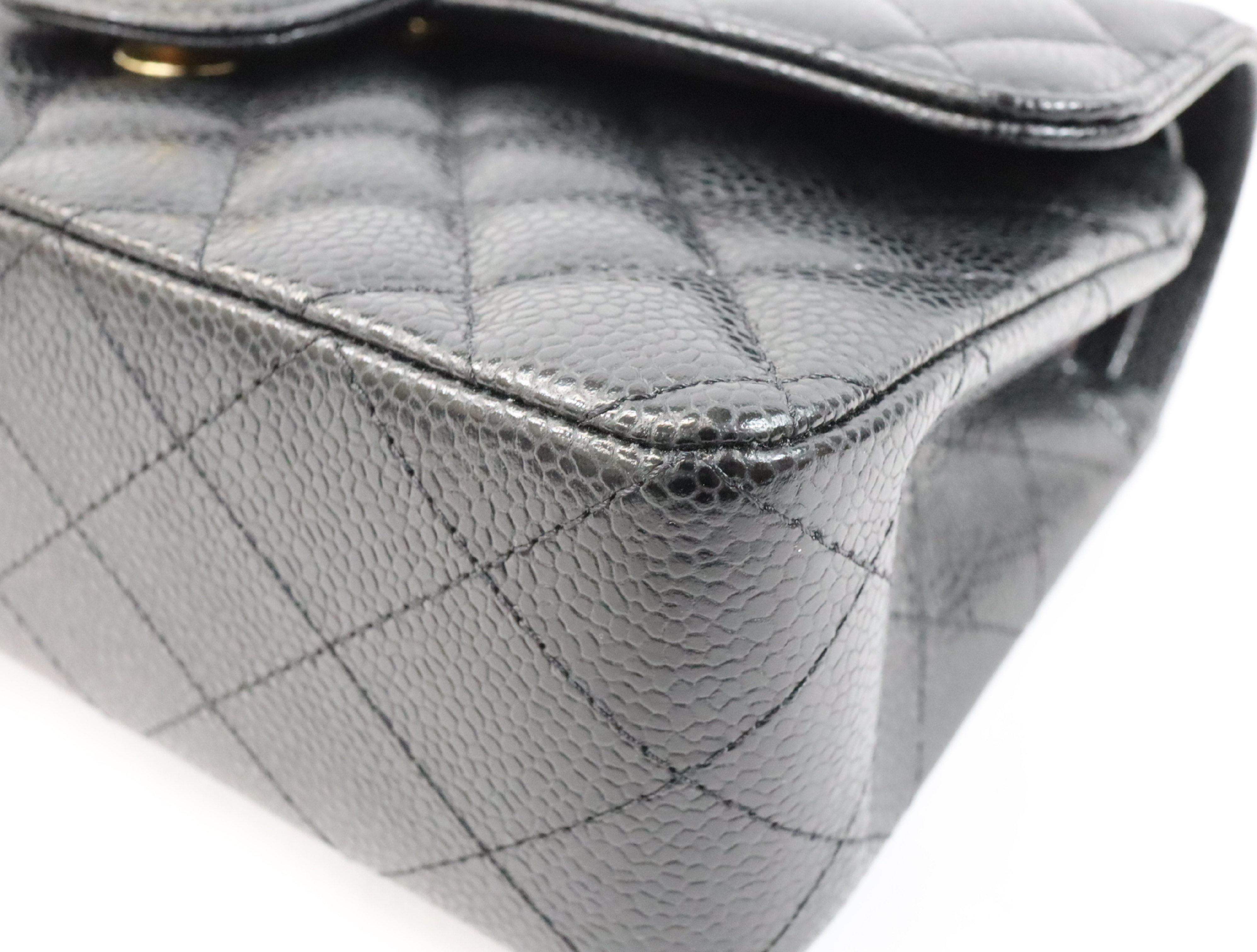Matelassé 23 Caviar Skin Double Flap Black Serial Plate Gold Hardware A01113? Shoulder Bag — view 7