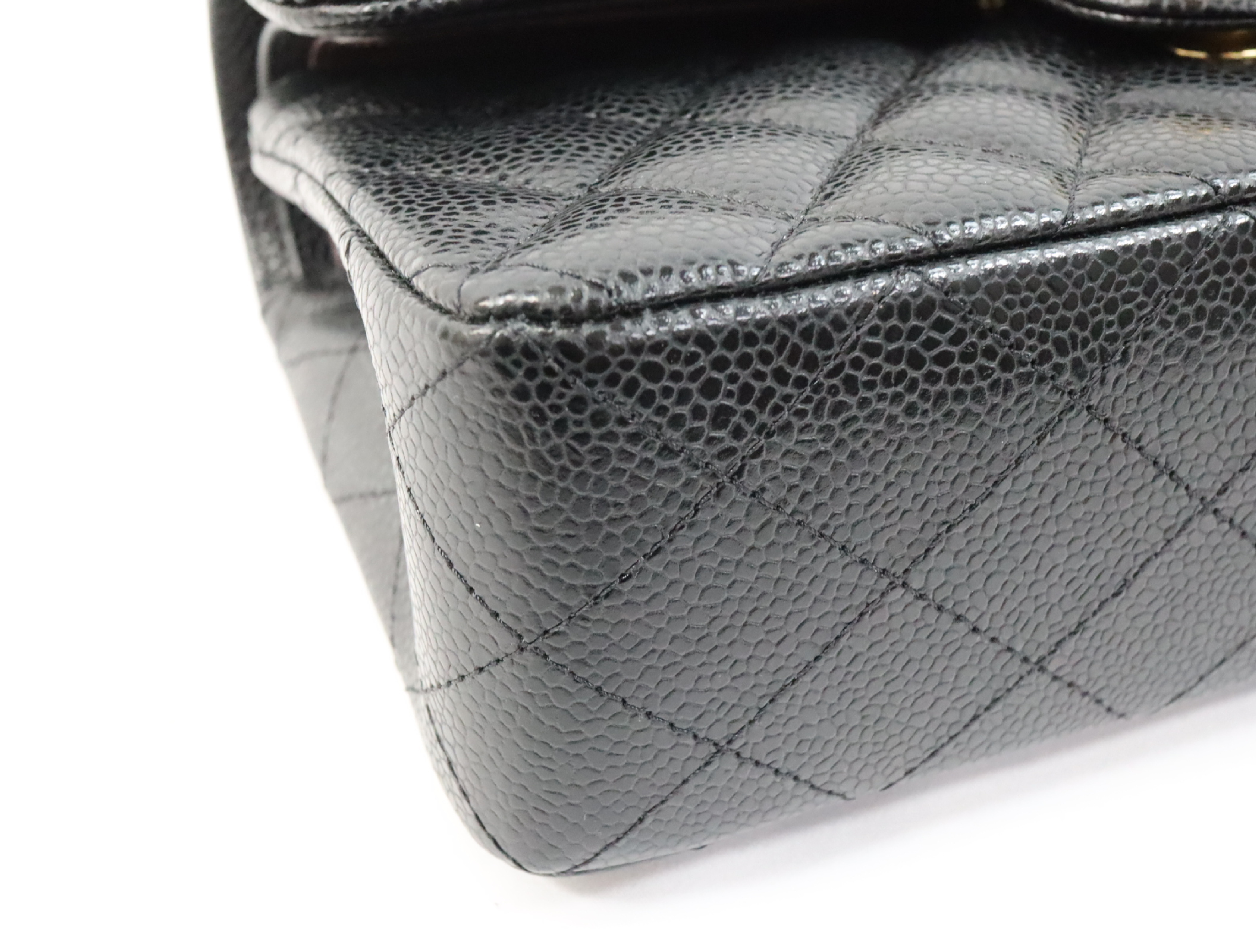 Matelassé 23 Caviar Skin Double Flap Black Serial Plate Gold Hardware A01113? Shoulder Bag — view 8
