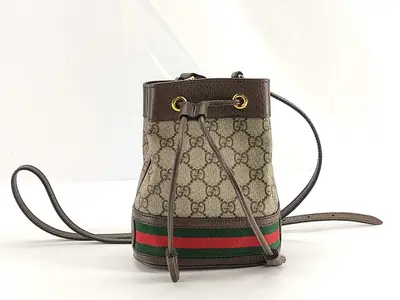 SG- GG Supreme Sherry Line PVC & leather Shoulder bag Brown 550620 Pouch