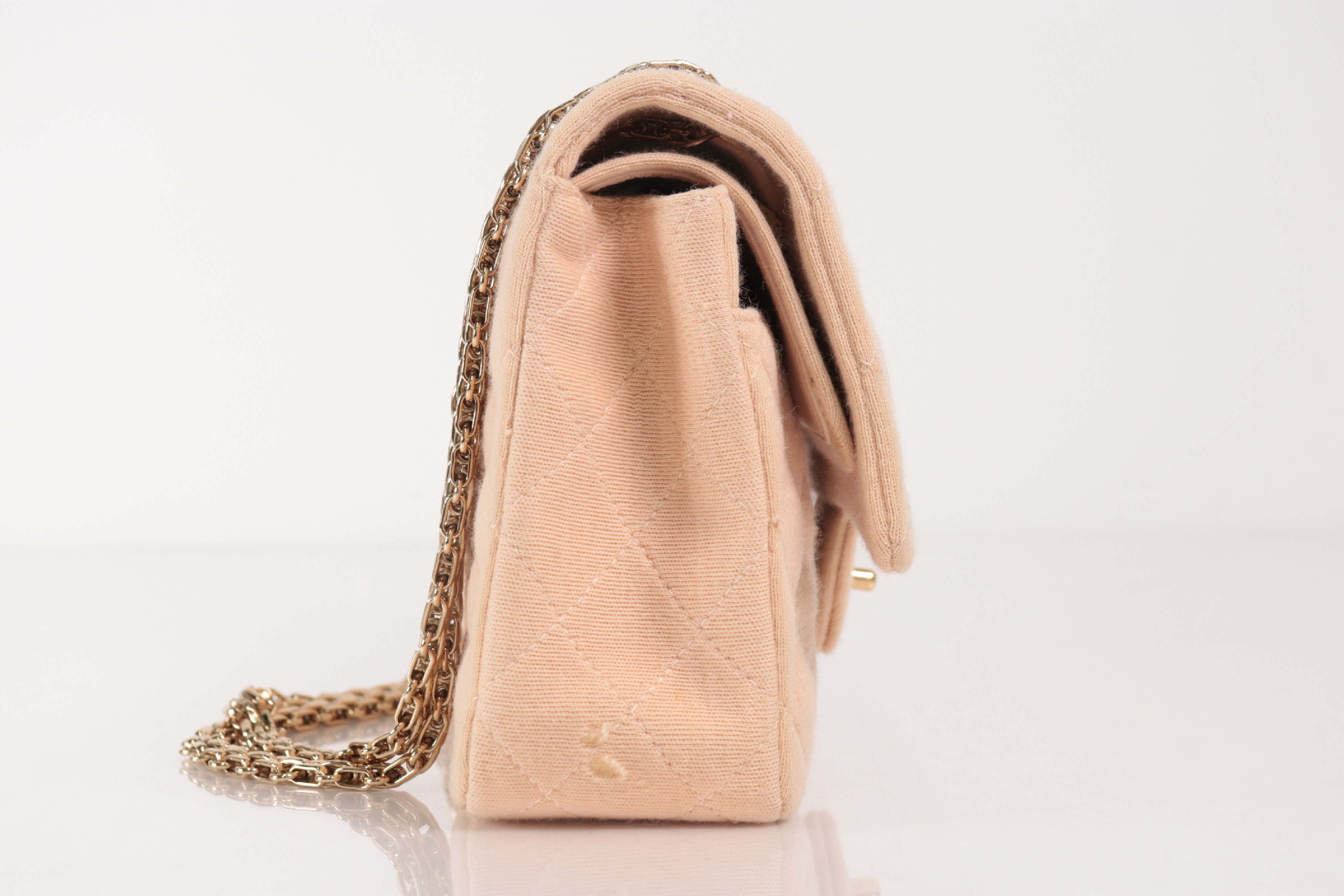 Double Flap 25 Cotton 2.55 Chain Shoulder Bag Beige (Serial No. 7) — view 5