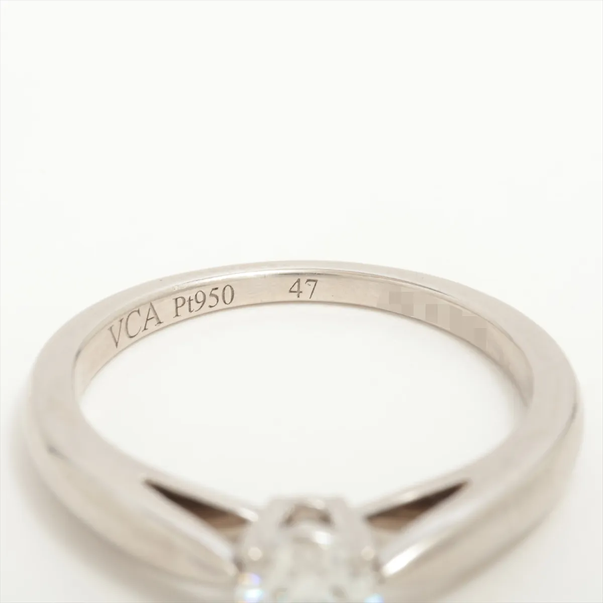 Bonheur Solitaire Diamond Ring, Pt950, 3.5g, Size 47, JM010710, Slight hole — view 3