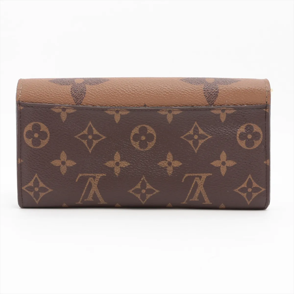 Giant Monogram Reverse Portefeuille Sarah M80726 Marron Long Wallet with initials; RFID detected. — view 2
